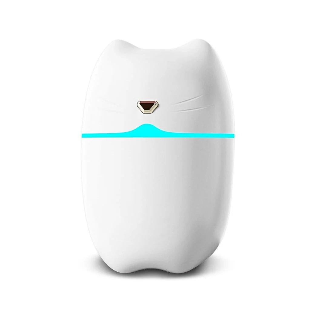 Mobigon Wood Cool Mist Ultrasonic Humidifier for Room Moisture, Aroma Diffuser for Home, 260ml Essential Oil Diffuser with 7 Colorful Night Light, Auto Shut-Off, Home, Office, car - A.White