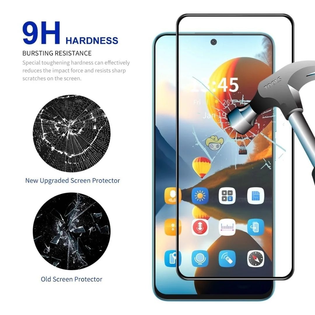 DL3 Mobilak Tempered Glass Screen Protector For realme 13 5G/realme 12 5G/realme 12x 5G/ realme 11 5G/realme 11x 5G/realme C65 4G 5G/realme C67 4G 5G/realme C55/OPPO A60/OPPO A58 4G [Full Coverage] - Clear