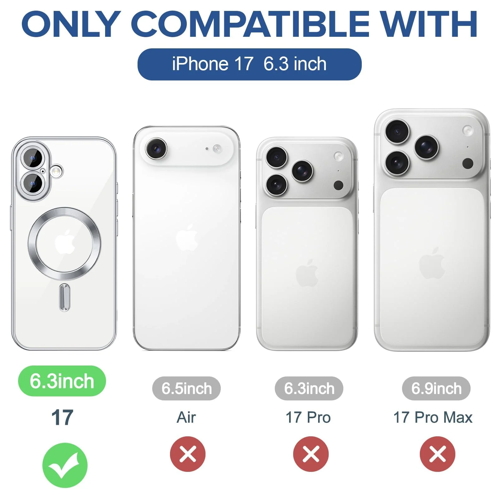 DL3 Mobilak Plated-Edge Protective Case for iPhone 17, Compatible with MagSafe accessories, Supports wireless charging, Camera protection - Silver
