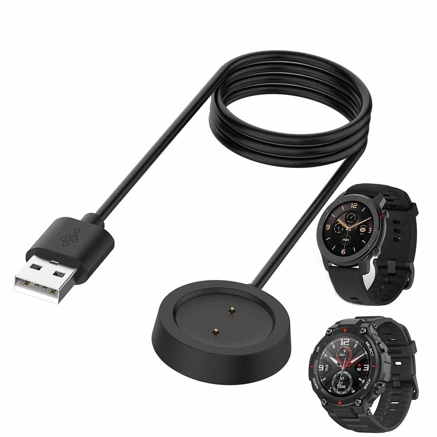 DL3 Mobilak Magnetic Charger Compatible With Amazfit T-Rex/Amazfit GTS/Amazfit GTR 42mm/GTR 47mm,3.3ft/1m USB Charging Cable Stand Dock Smartwatch Accessories - Black