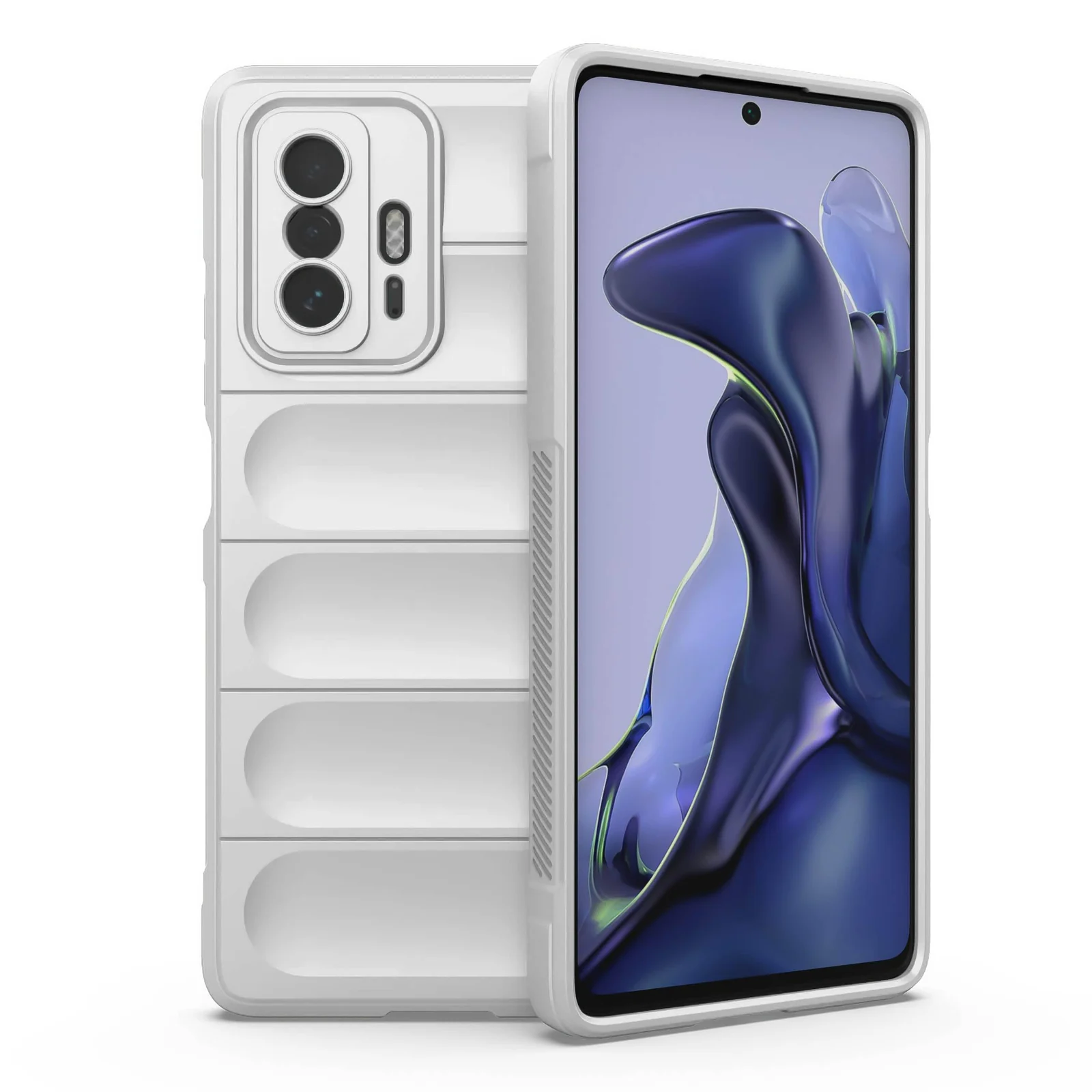 DL3 Mobilak Silicone Case for Xiaomi 11T 5G / Xiaomi 11T Pro 5G Heavy Duty Protective [Slim Fit] Shockproof Soft Flexible Protective Design Shock-TPU Cover With Camera Protection - White