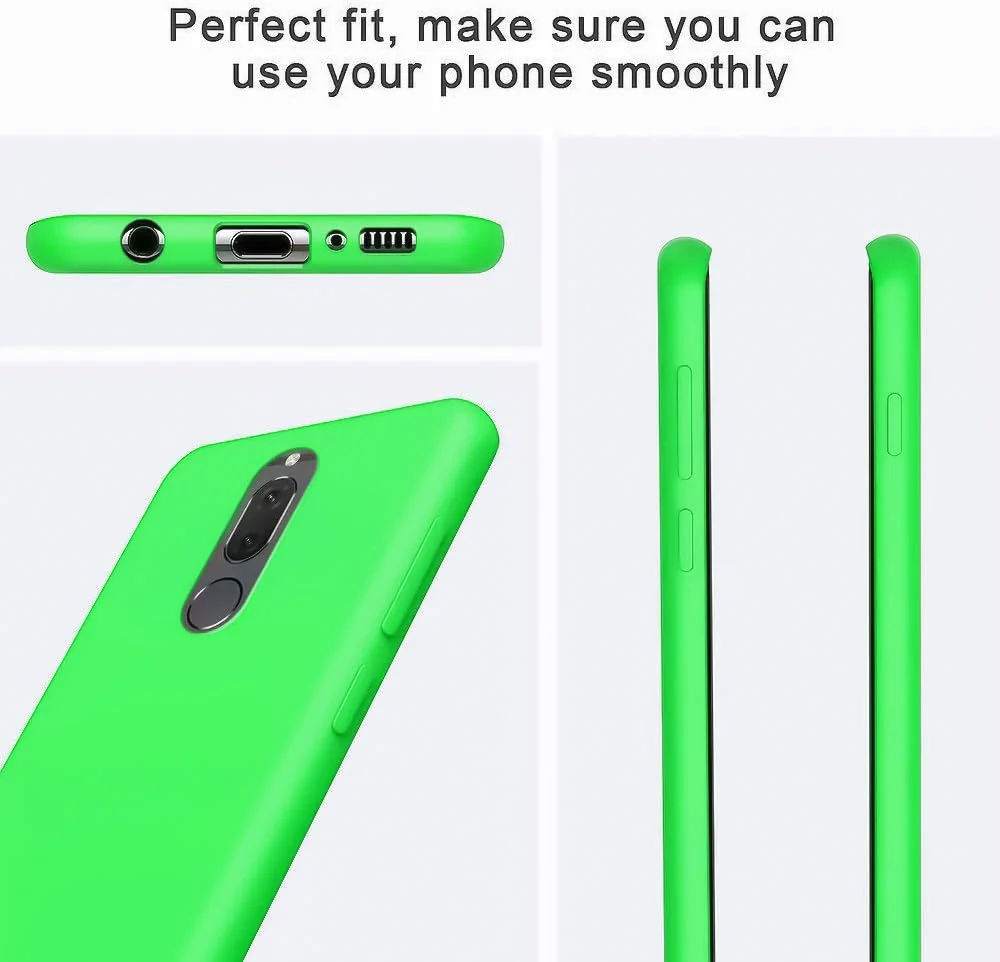 DL3 Mobilak Soft Silicone Protective Case for Huawei Mate 10 Lite with Microfiber Lining and Shockproof Design - Neon Green