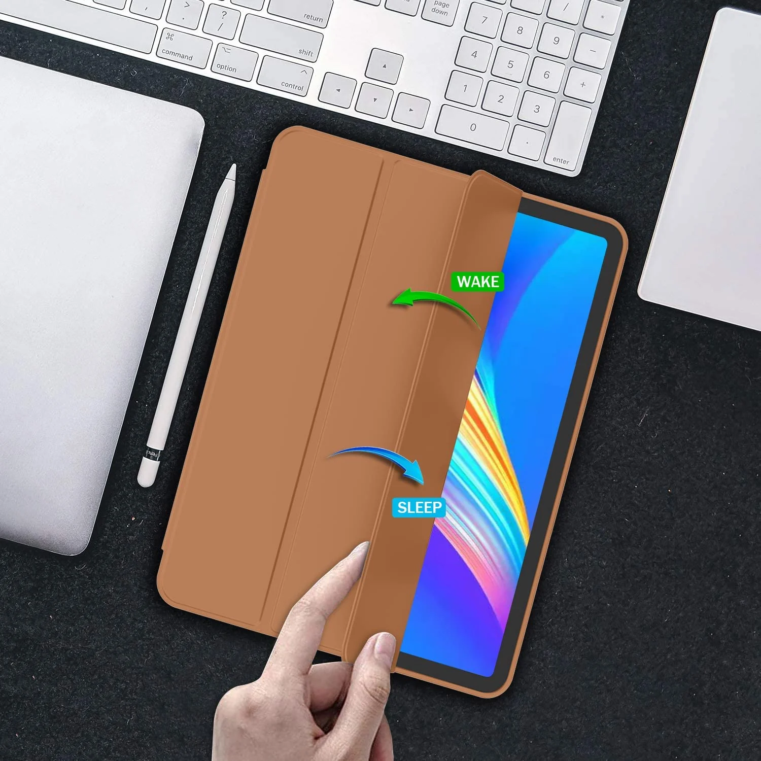 DL3 Mobilak iPad Pro 11 Inch Case 2022(4th Gen)/2021(3rd Gen)/2020(2nd Gen) with Pencil Holder, Smart Case [Support Touch ID and Auto Wake/Sleep] with Auto 2nd Gen Pencil Charging - Brown