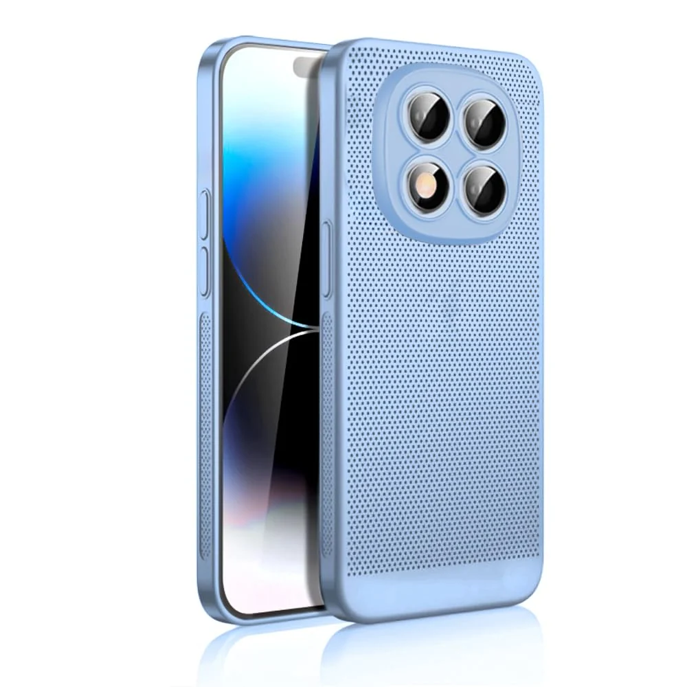 DL3 Mobilak Case for Xiaomi Redmi Note 14 Pro+ Plus 5G Heat Dissipation with Built-in Camera Lens Protector Slim Fit Breathable Cooling Anti-Fingerprint Hard PC Back Shockproof Cover - Baby Blue