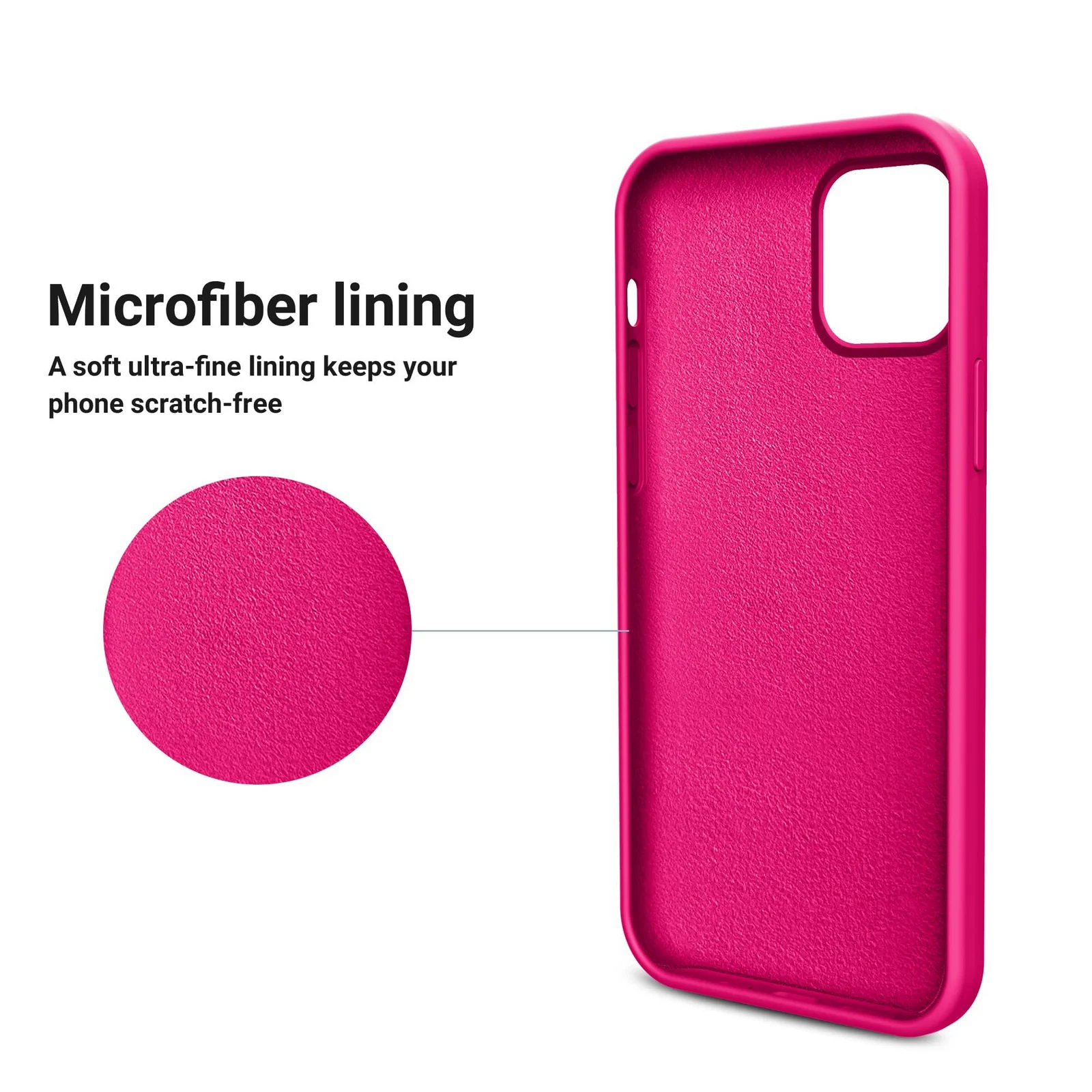 DL3 Mobilak Liquid Silicone Protective Case for iPhone 12 / 12 Pro (6.1 Inch) with Camera Protection and Microfiber Lining - Neon Pink