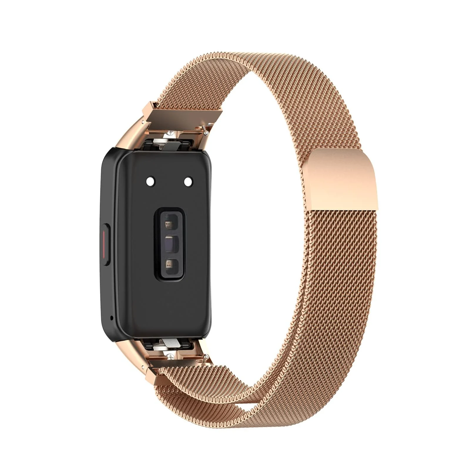 DL3 Mobilak Strap for Honor Band 6/Huawei Band 6/Huawei Band 6 Pro, Metal Woven Stainless Steel Magnetic Replacement Strap, Classic Adjustable Watch Strap For Honor Band 6 Bracelets - Rose Gold