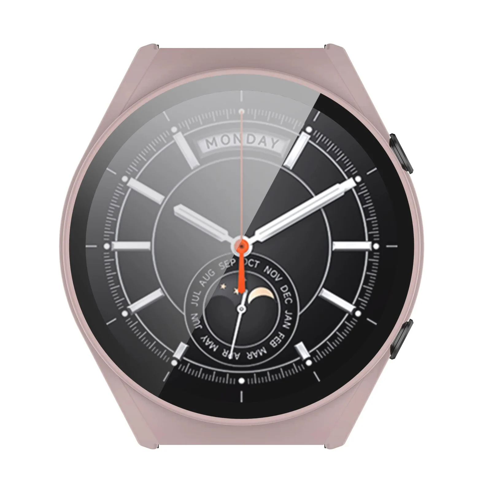 DL3 Mobilak Case with Screen Protector for Xiaomi Watch S1, Bumper Full Coverage Hard PC Overall Protective Cover, Built-in Tempered Glass Film High Sensitivity For Xiaomi Watch S1 - Pink