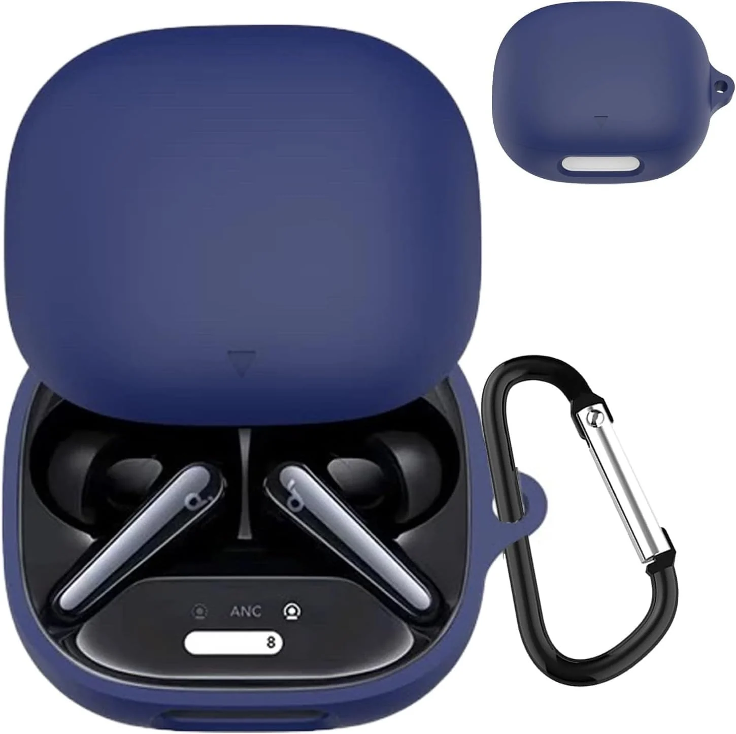 DL3 Mobilak Compatible with Anker Soundcore Liberty 4 Pro Case Cover, Soft Silicone Shockproof Protective Wireless Earbuds with Carabiner, Front LED Visible