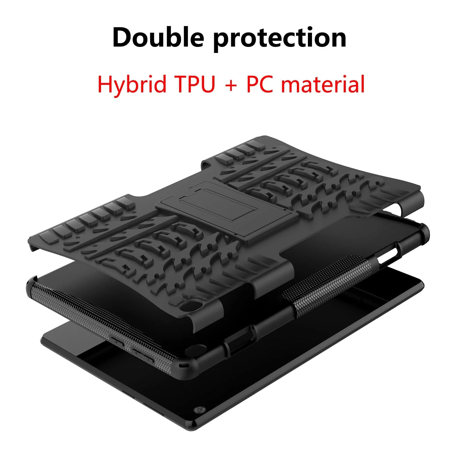 DL3 Mobilak Case For Lenovo Tab M10 HD TB-X505 / TB-X605 10.1-inch tablet, Hybrid Rugged Armor Heavy Duty 2 in 1 TPU + PC Combo Dual Layer Shockproof Case with Kickstand - Black