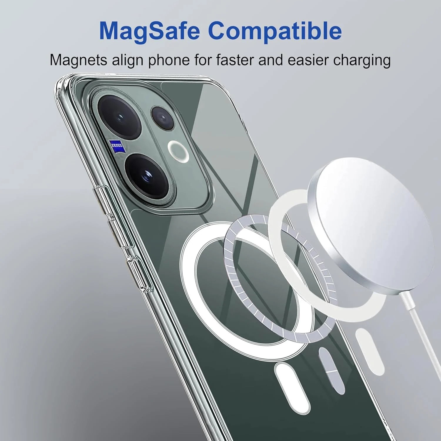 DL3 Mobilak for vivo V60 Case [Compatible with MagSafe] [Strong Magnet] [Non-Yellowing] Magnetic Slim Thin Bumper Phone Cover, Lightweight, and Durable - Clear