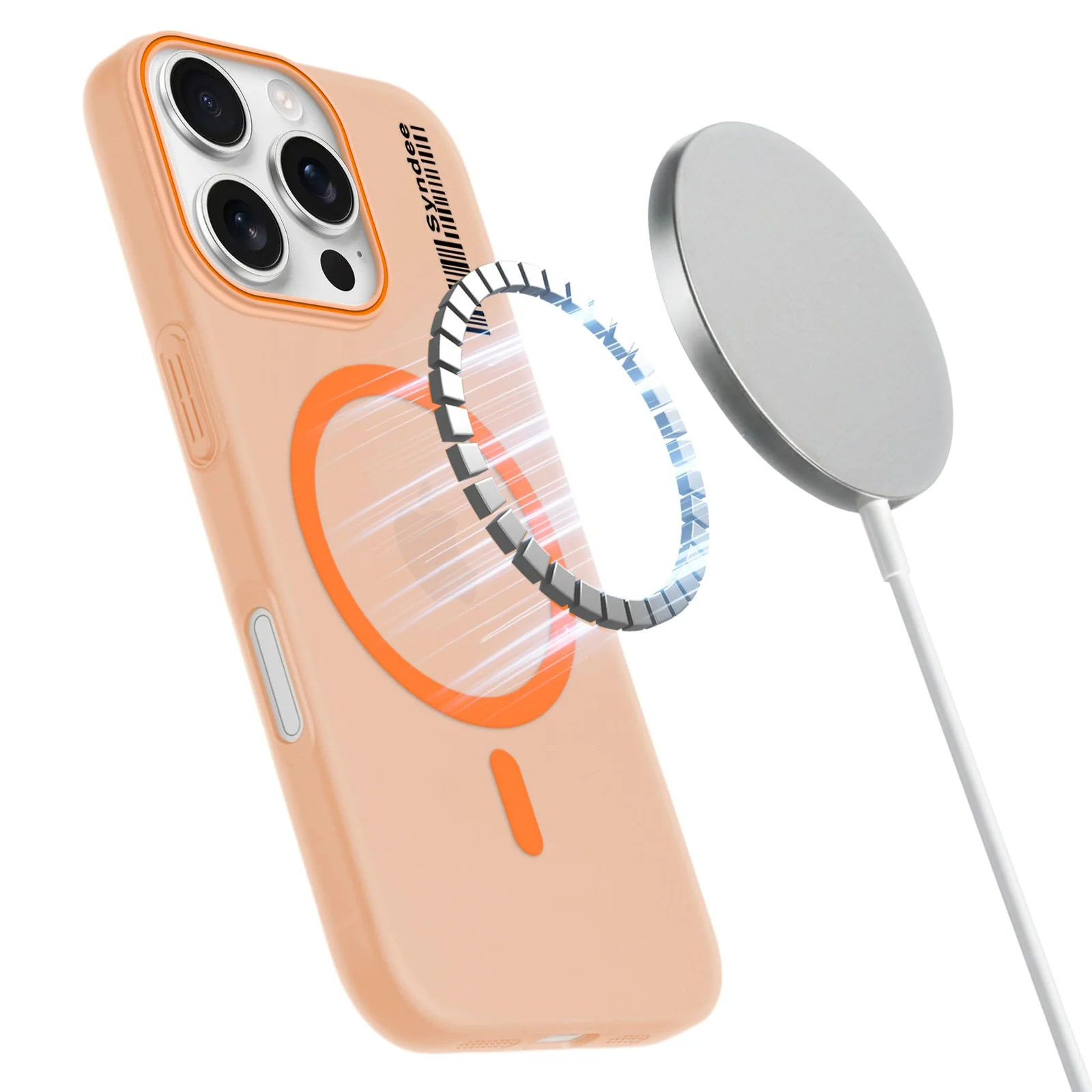 DL3 Mobilak Case Back Cover for iPhone 11 Pro Max 6.5-Inch, Sleek Frosted Translucent Back Only Compatible with Wireless Magnetic Accessories | Anti-Scratch Shockproof Phone Case - Orange
