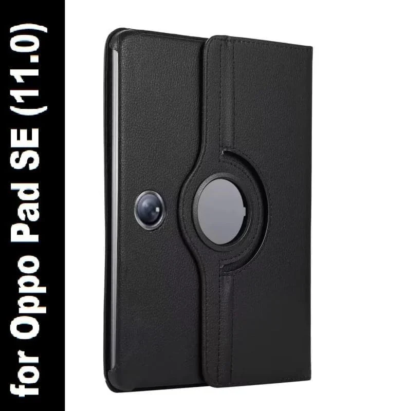 DL3 Mobilak Protective Cover for OPPO Pad SE 11 inch, 360° Rotatable Smart Stand, Leather Folio Flip Cover with Multi-Angle Viewing, Auto Wake Sleep - Black