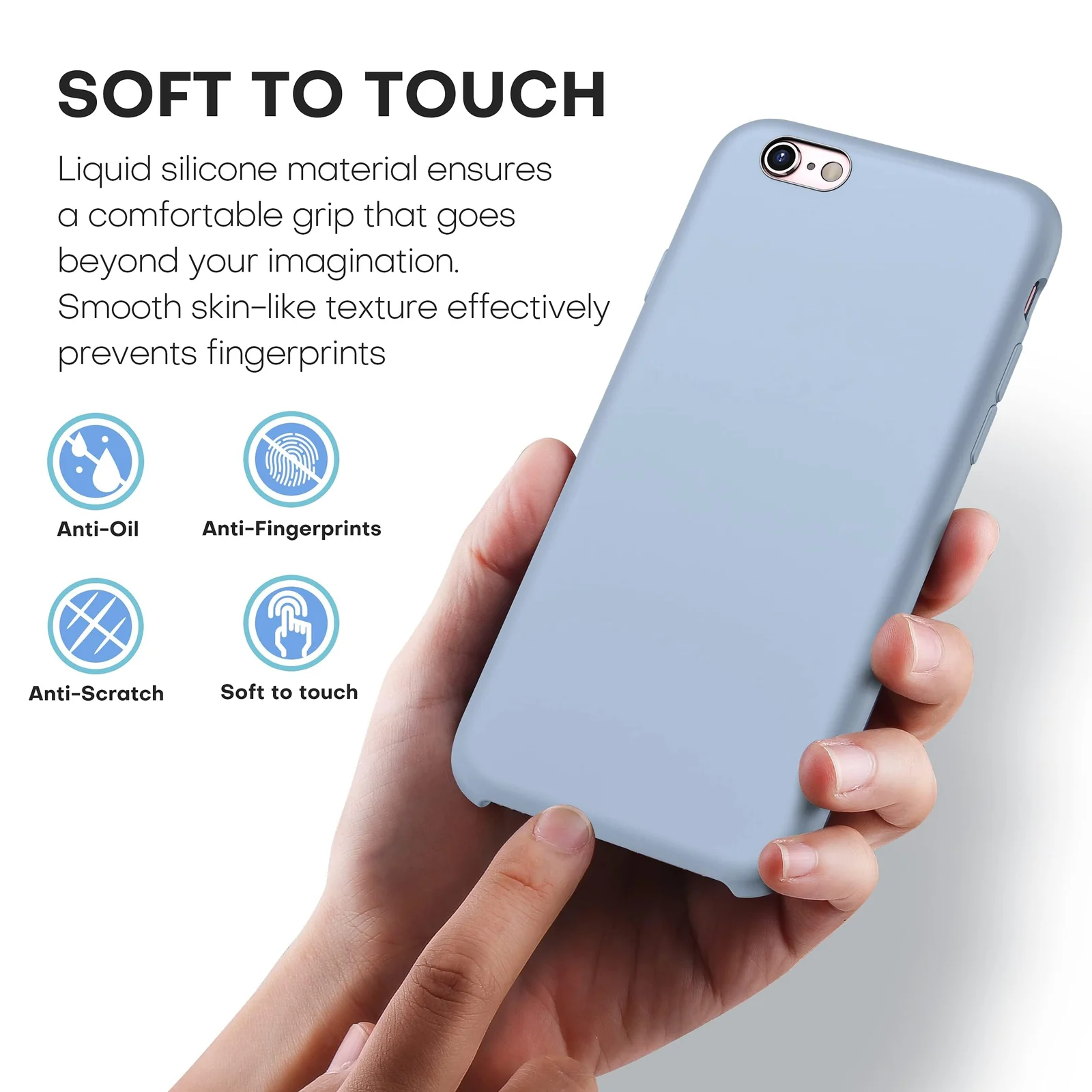 DL3 Mobilak Compatible with iPhone 6 Plus / 6S Plus Case, Liquid Silicone Case, Full Body Protective Cover, Shockproof, Slim Phone Case, Anti-Scratch Soft Microfiber Lining - Baby Blue