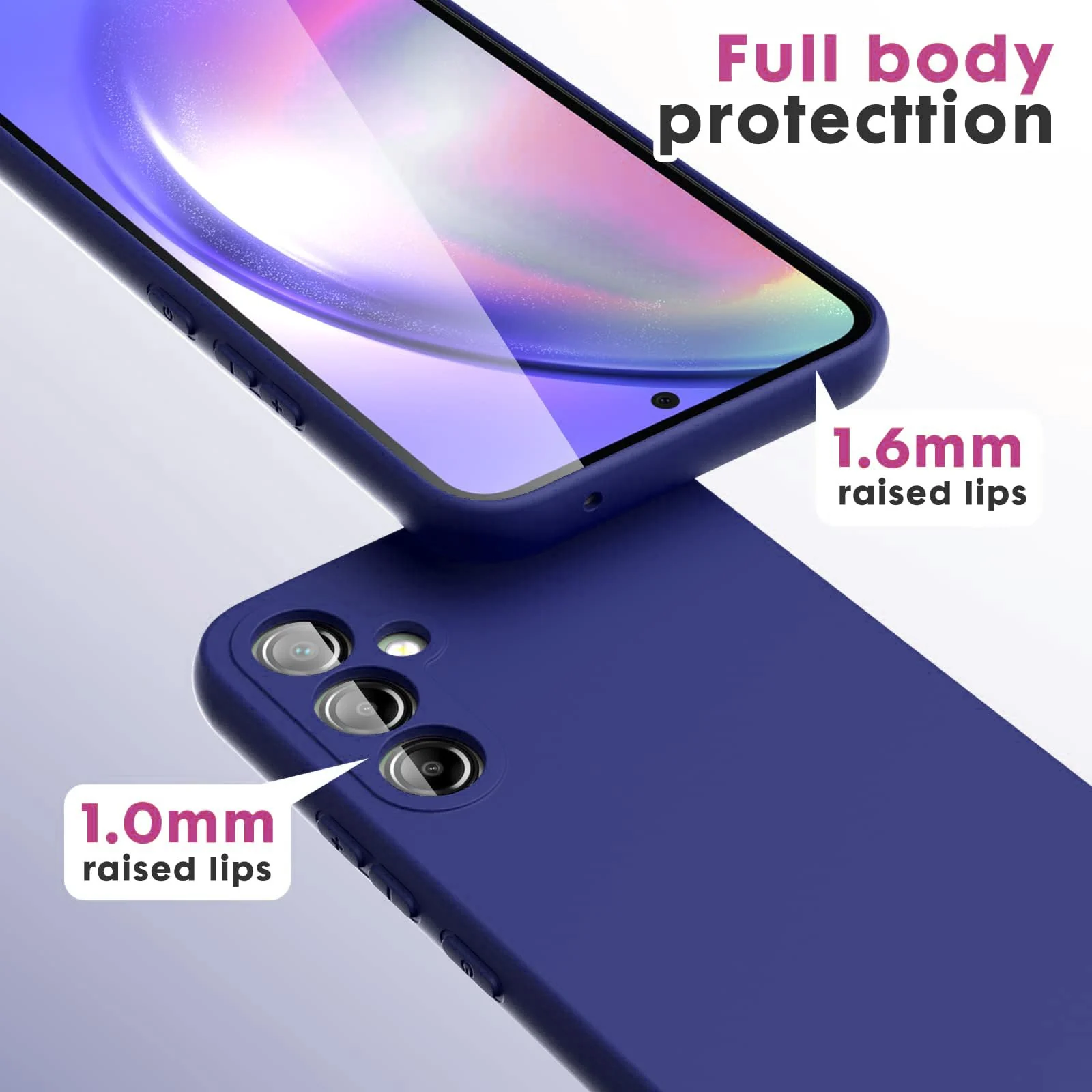 DL3 Mobilak Soft Silicone Protective Case for Samsung Galaxy A54 5G with Microfiber Lining and Shockproof Design - Blue