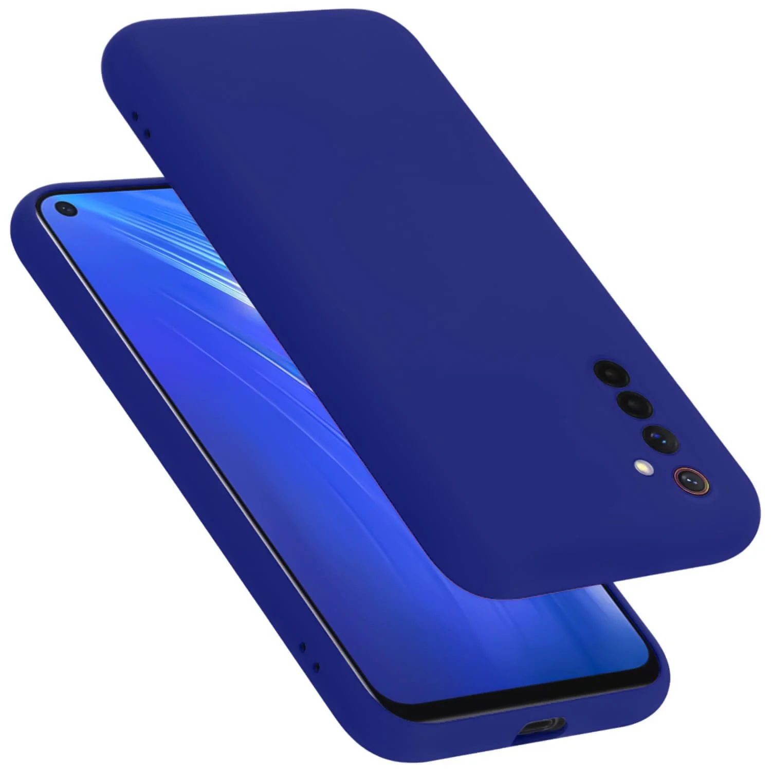DL3 Mobilak Liquid Silicone Protective Case with Soft Microfiber Lining with Full Camera Protection for realme 6 Pro - Pepsi