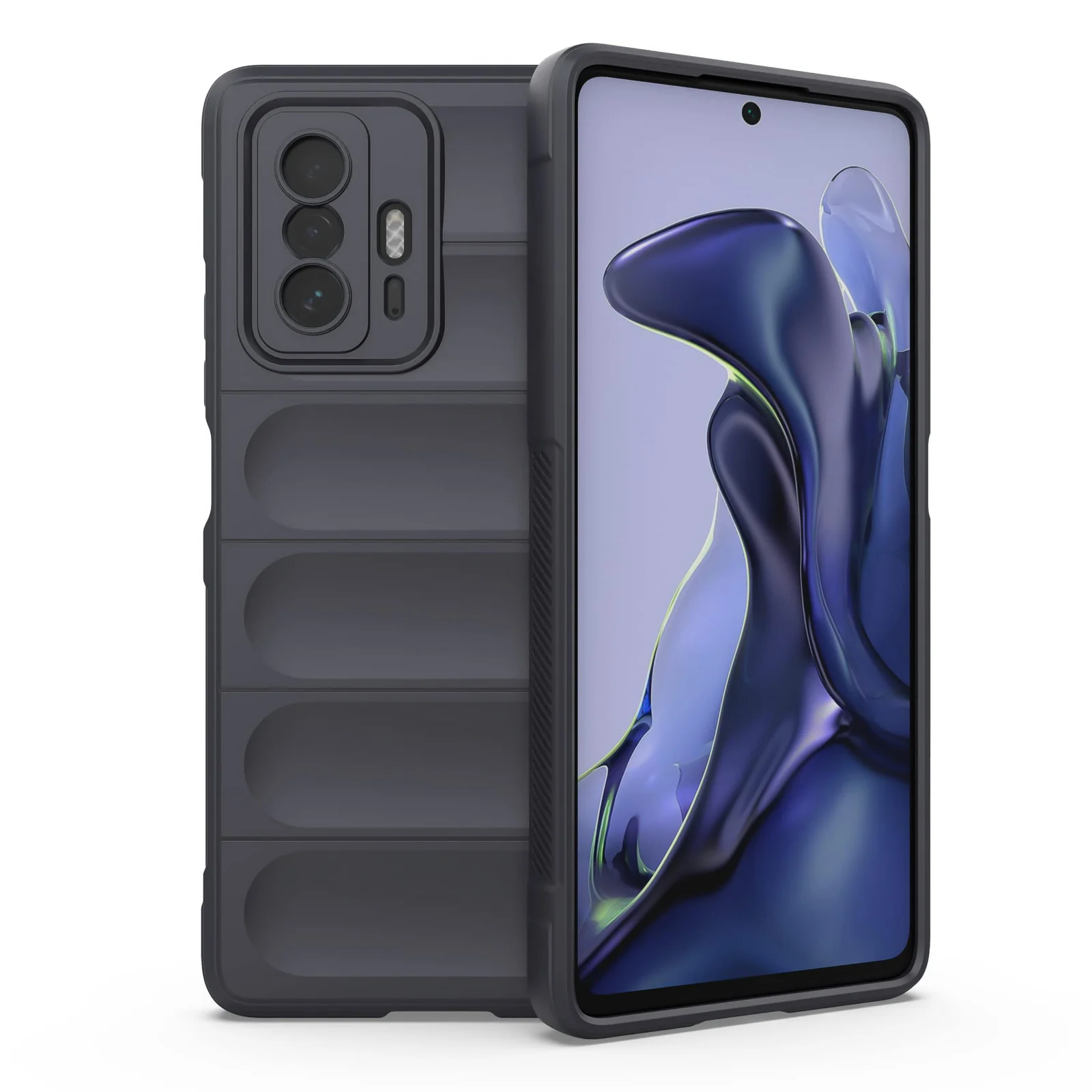 DL3 Mobilak Silicone Case for Xiaomi 11T/Xiaomi 11T Pro 5G Heavy Duty Protective [Slim Fit] Shockproof Soft Protective Design Shock-Absorption TPU Cover With Camera Protection - Dark Gray