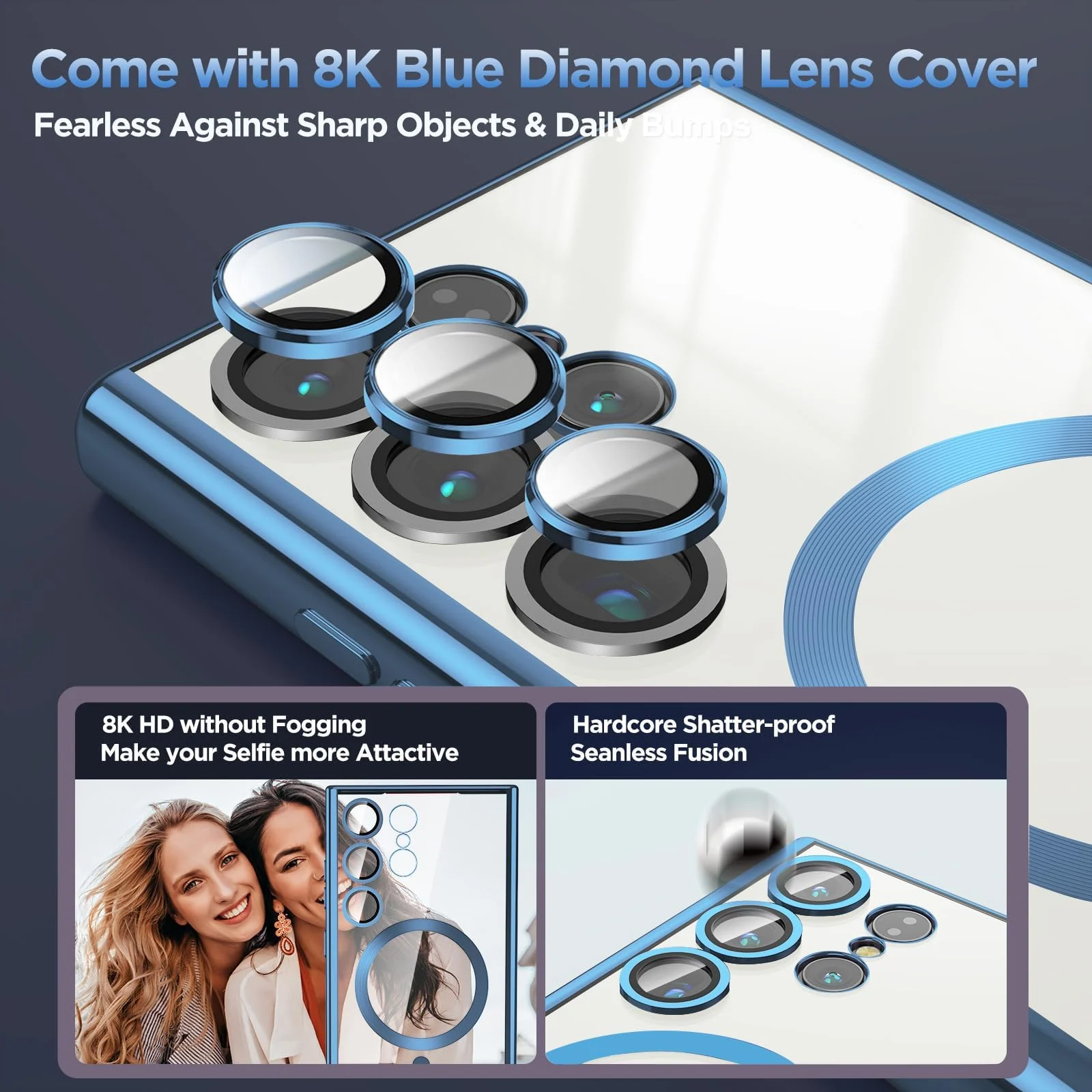 DL3 Mobilak Clear MagSafe-Compatible Magnetic Case for Samsung Galaxy Note 10 Plus with Camera Protection and Shockproof Design - Blue