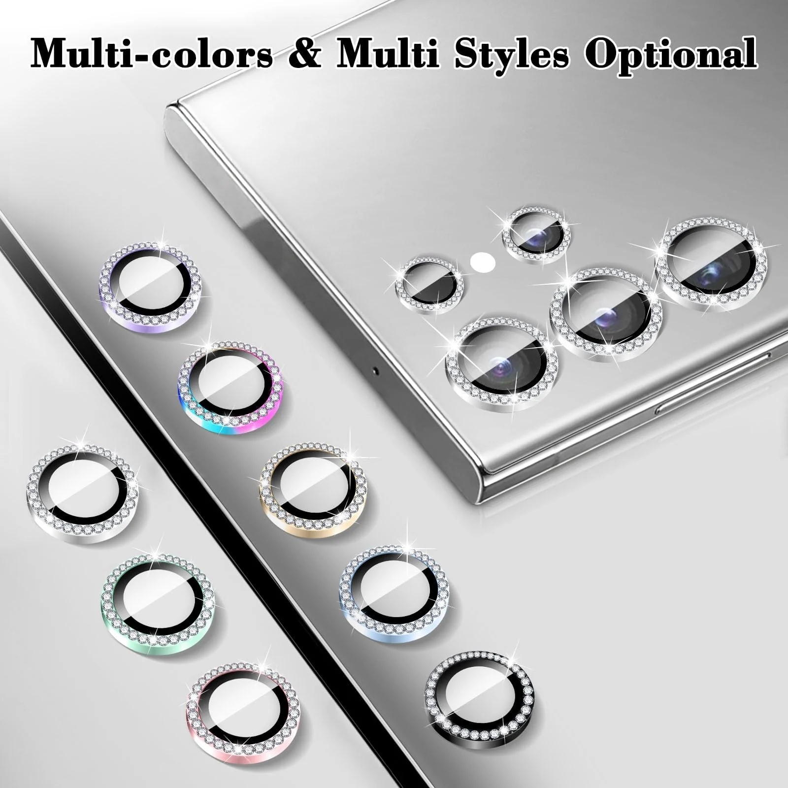 DL3 Mobilak Camera Lens Protector for Samsung Galaxy S23 Ultra, Camera protection, Shock-absorbing protection, Scratch-resistant surface - Diamond Silver