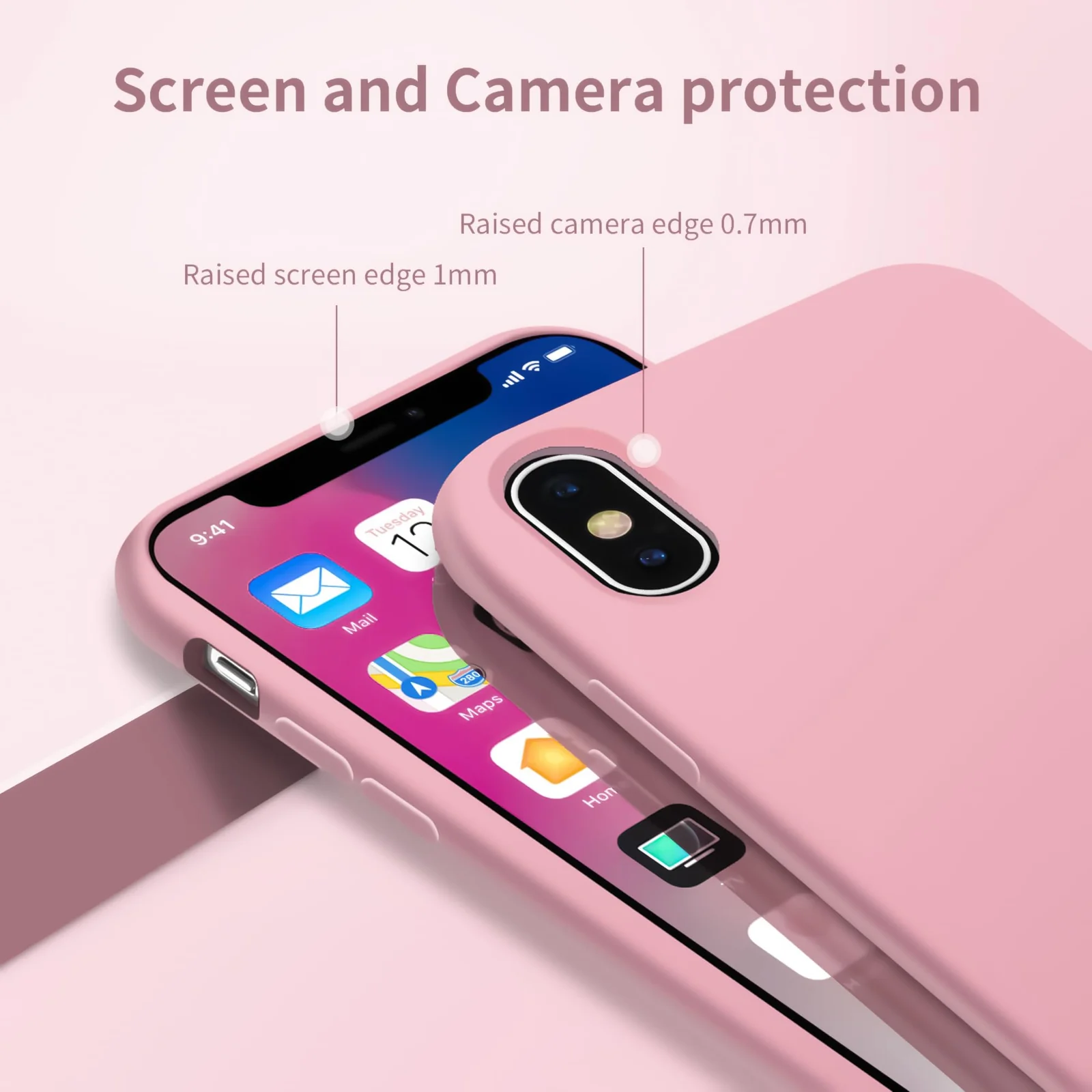 DL3 Mobilak Liquid Silicone Protective Case for iPhone XS Max with Camera Protection and Microfiber Lining - A Pink