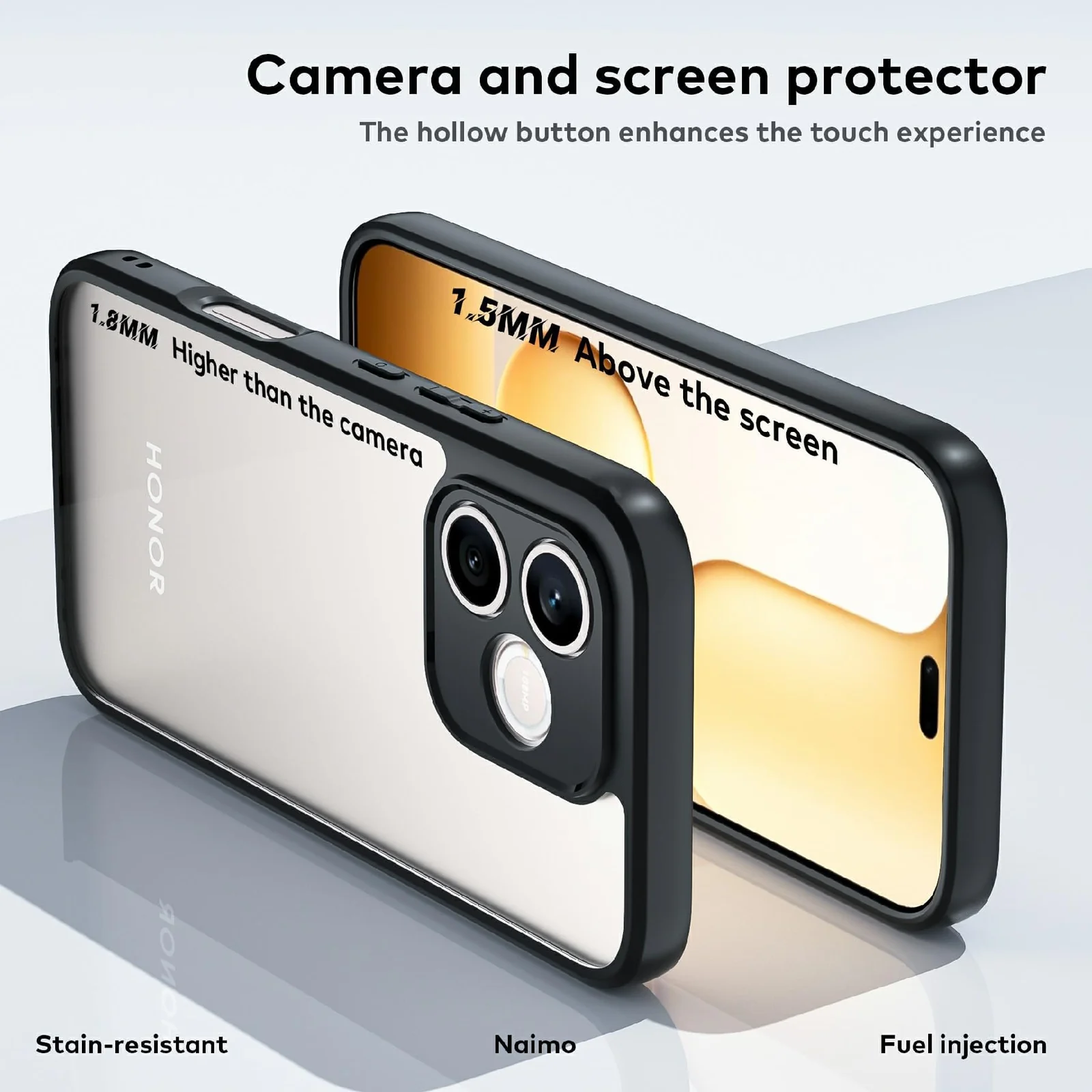 DL3 Mobilak Compatible with HONOR 600 Lite Case Transparent, Military-Grade Shockproof Anti-Yellowing, Slim Protective Phone Case Full Bumper Cover With Camera Protective - Black