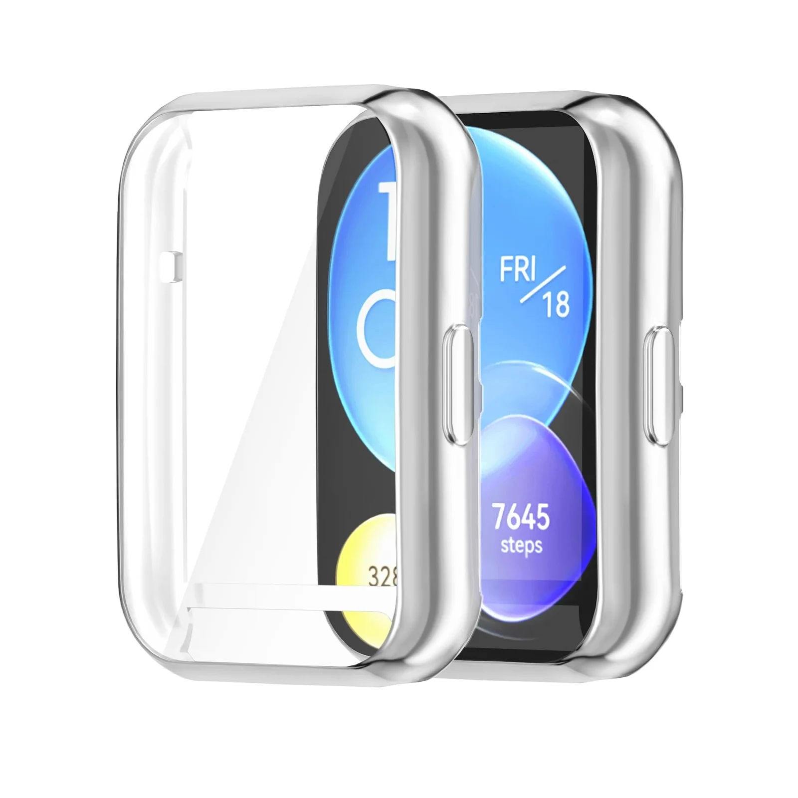 DL3 Mobilak Case Compatible with Huawei Watch Fit 2 Protective Case, Flexible TPU Full Protection Screen Protector Cover Scratch-Resistant Screen Protector Case For Huawei Fit 2 - Silver