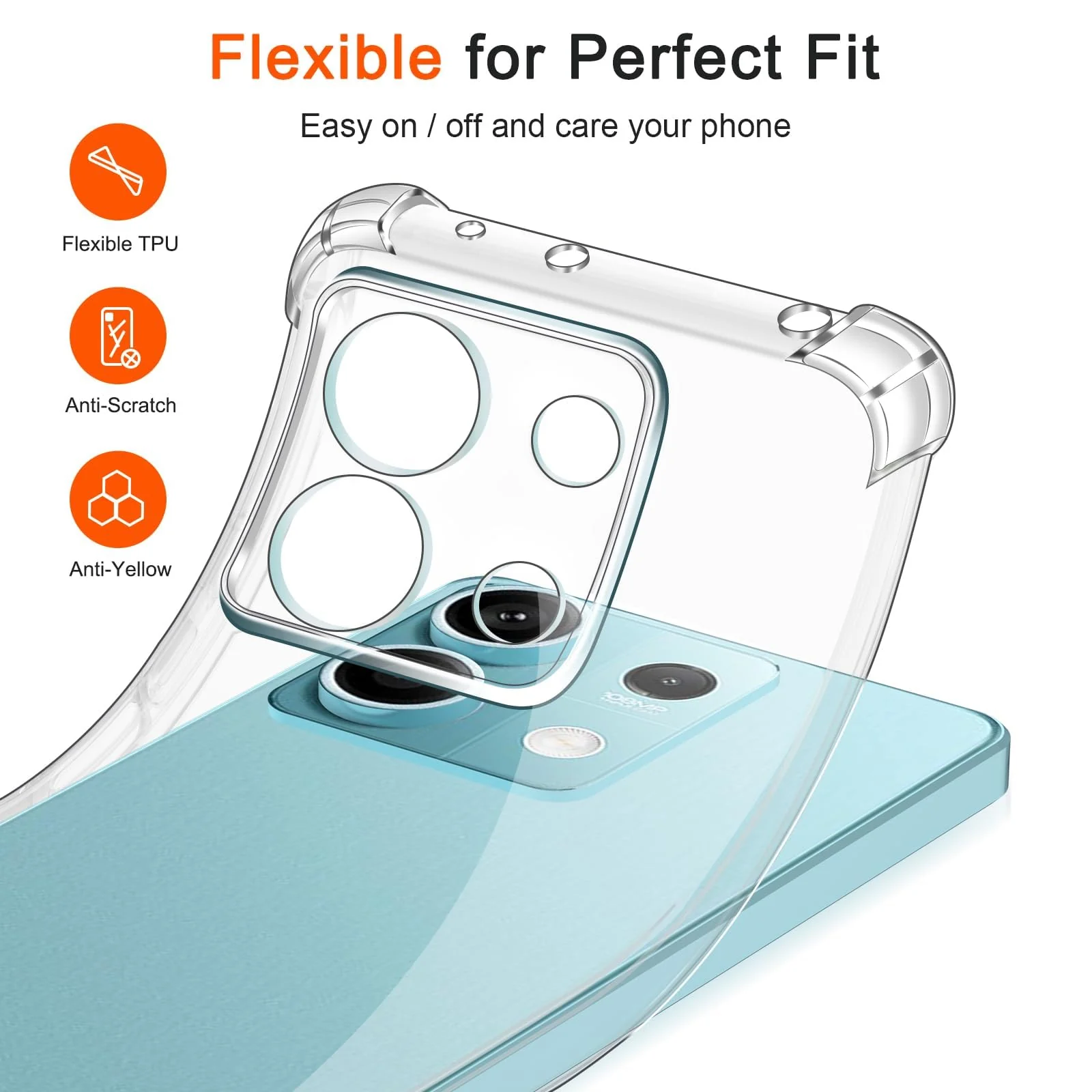 DL3 Mobilak Case Compatible with Xiaomi Redmi Note 13 5G (Not Fit Redmi Note 13 4G), Cover Silicone TPU Gorilla Anti-shock Protector Camera Shockproof Corners - Clear
