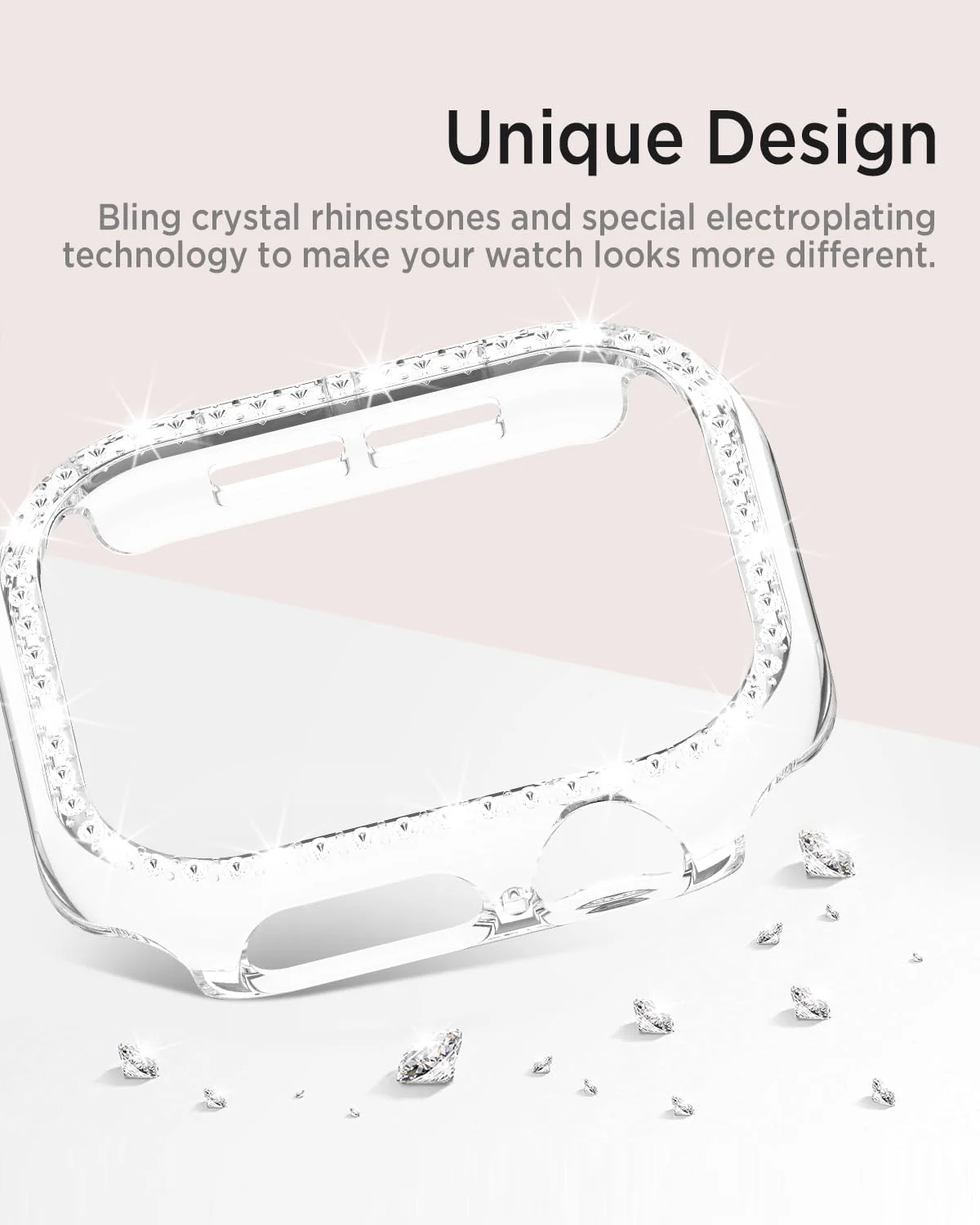 DL3 Mobilak Bling Case Without screen protector for Apple Watch Series 10 46mm, Hard PC Frame Case, Crystal Diamonds Bumper Cover for Women Girls, Slim Protective Cover for iWatch 10 46mm - Clear
