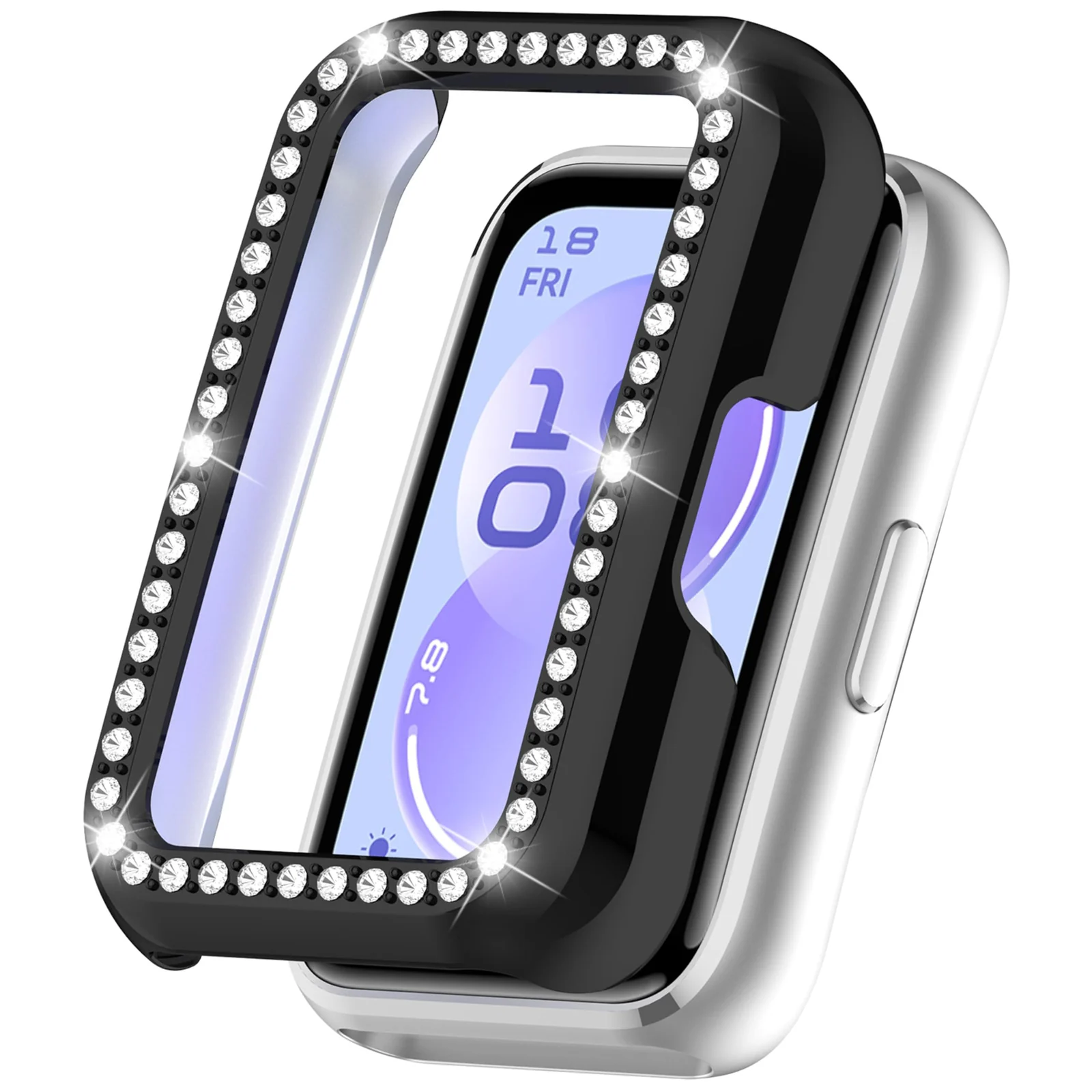 Mobigon Bling Case for Huawei Band 11, Slim Hard PC Frame Cover with Crystal Diamond Bumper Design (Without Screen Protector), Protective Case for Women and Girls for Huawei Band 11