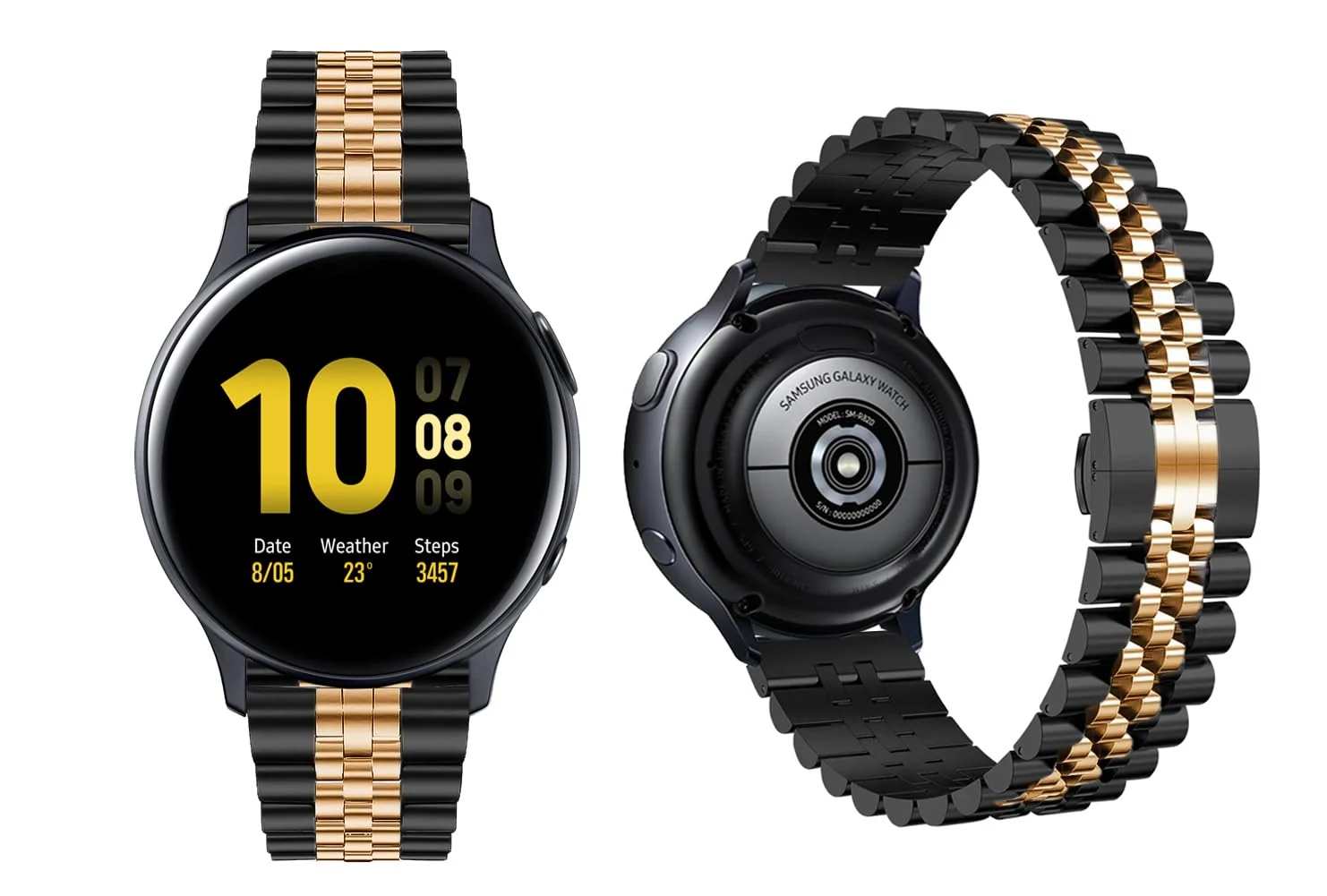 DL3 Mobilak Strap Metal 22MM Bands For Samsung galaxy watch3 45mm /galaxy 46mm/Gear S3/Huawei watch GT3 46MM/GT2E/GT2 Pro/GT GT2 46MM/Magic Watch2 46mm/Amazfit GTR 2/2e/3/3pro/4 - A.Black & Rose Gold