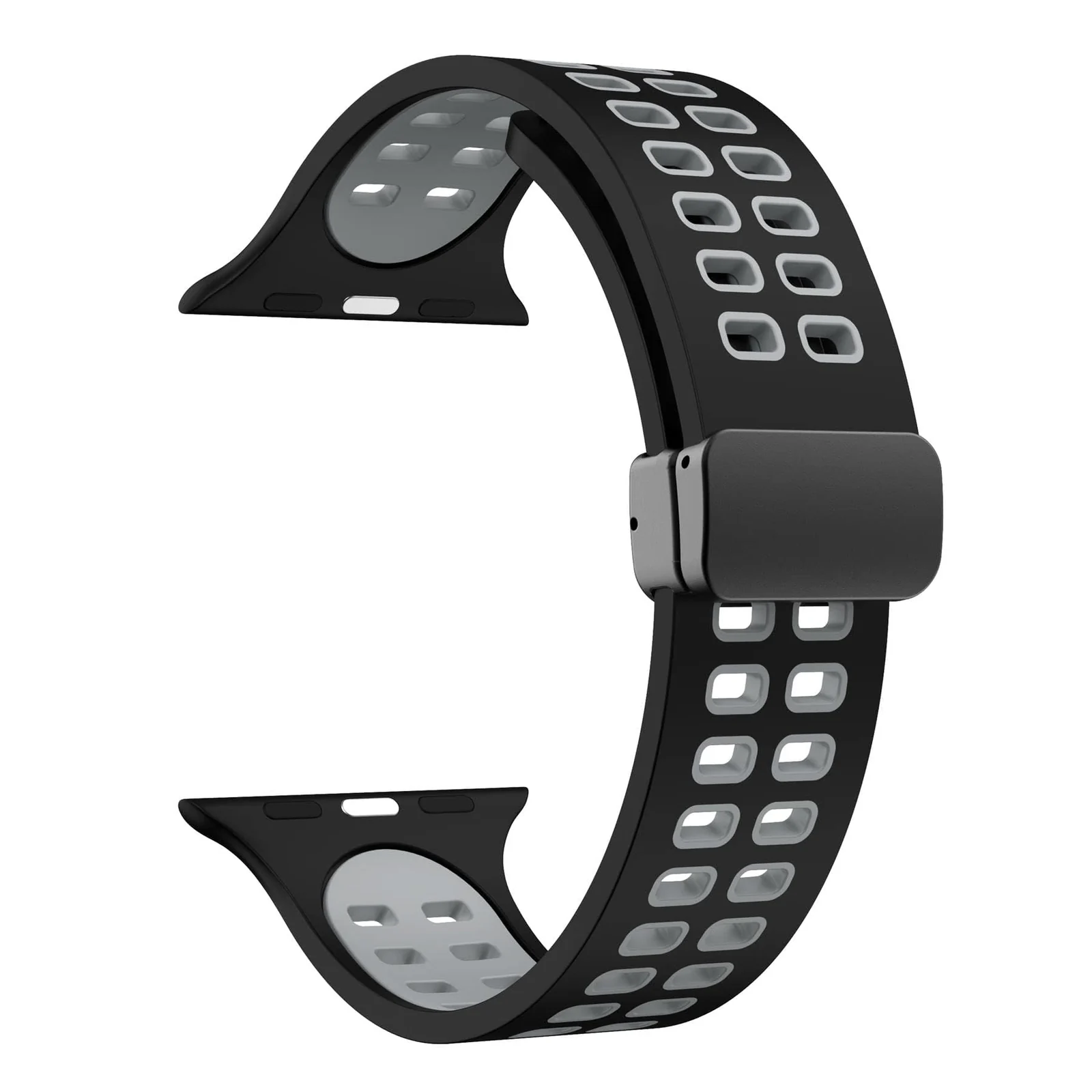 DL3 Mobilak Compatible with Apple Watch Ultra Band 49mm 45mm 44mm 42mm 41mm 40mm 38mm, Silicone Strap with Magnetic for iWatch Ultra SE Series 9 8 7 6 5 4 3 2 1 (42mm/44mm/45mm/49mm) - Black Gray