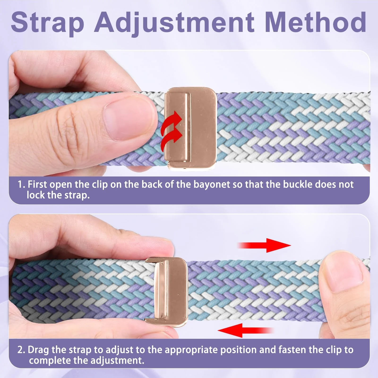 DL3 Mobilak Braided Strap for Xiaomi Mi Band 10/9/8, Men Women Breathable Elastic Nylon with Magnetic Buckle Watch Band for Xiaomi Smart Band 10/Xiaomi Smart Band 9/8 - Purple Blue