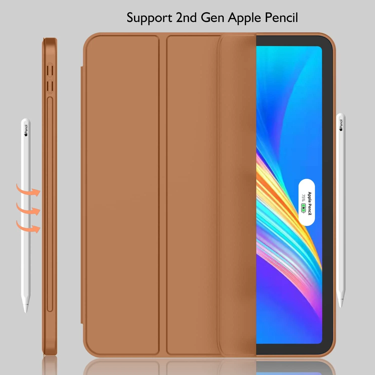 DL3 Mobilak iPad Pro 11 Inch Case 2022(4th Gen)/2021(3rd Gen)/2020(2nd Gen) with Pencil Holder, Smart Case [Support Touch ID and Auto Wake/Sleep] with Auto 2nd Gen Pencil Charging - Brown