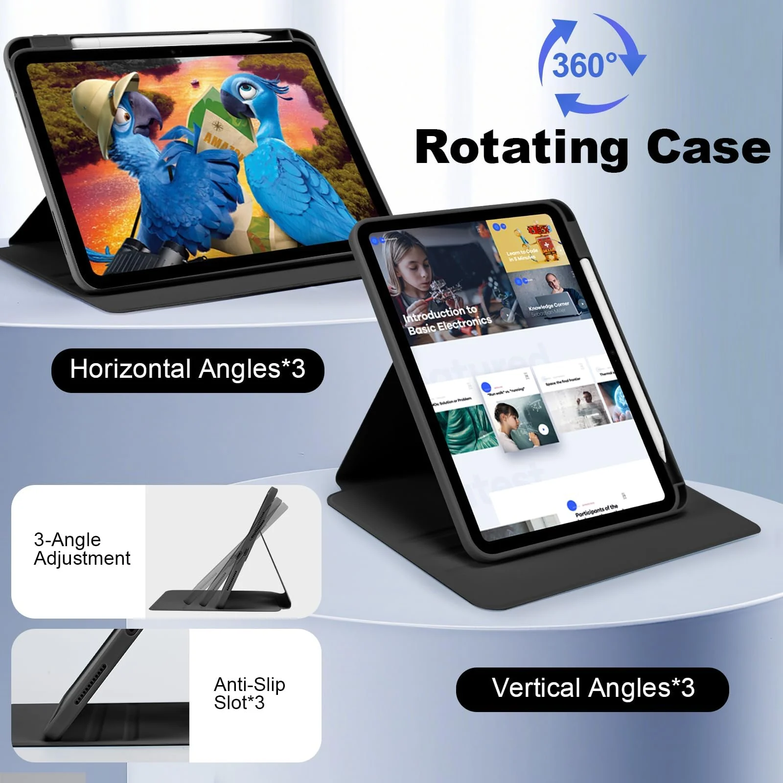 DL3 Mobilak Case for Huawei MatePad 11.5-inch Released 2023, 360° Rotation Multi-angle Stand Slim Cover PU leather + Transparent Acrylic case with Pen Holder Auto Wake/Sleep - Black