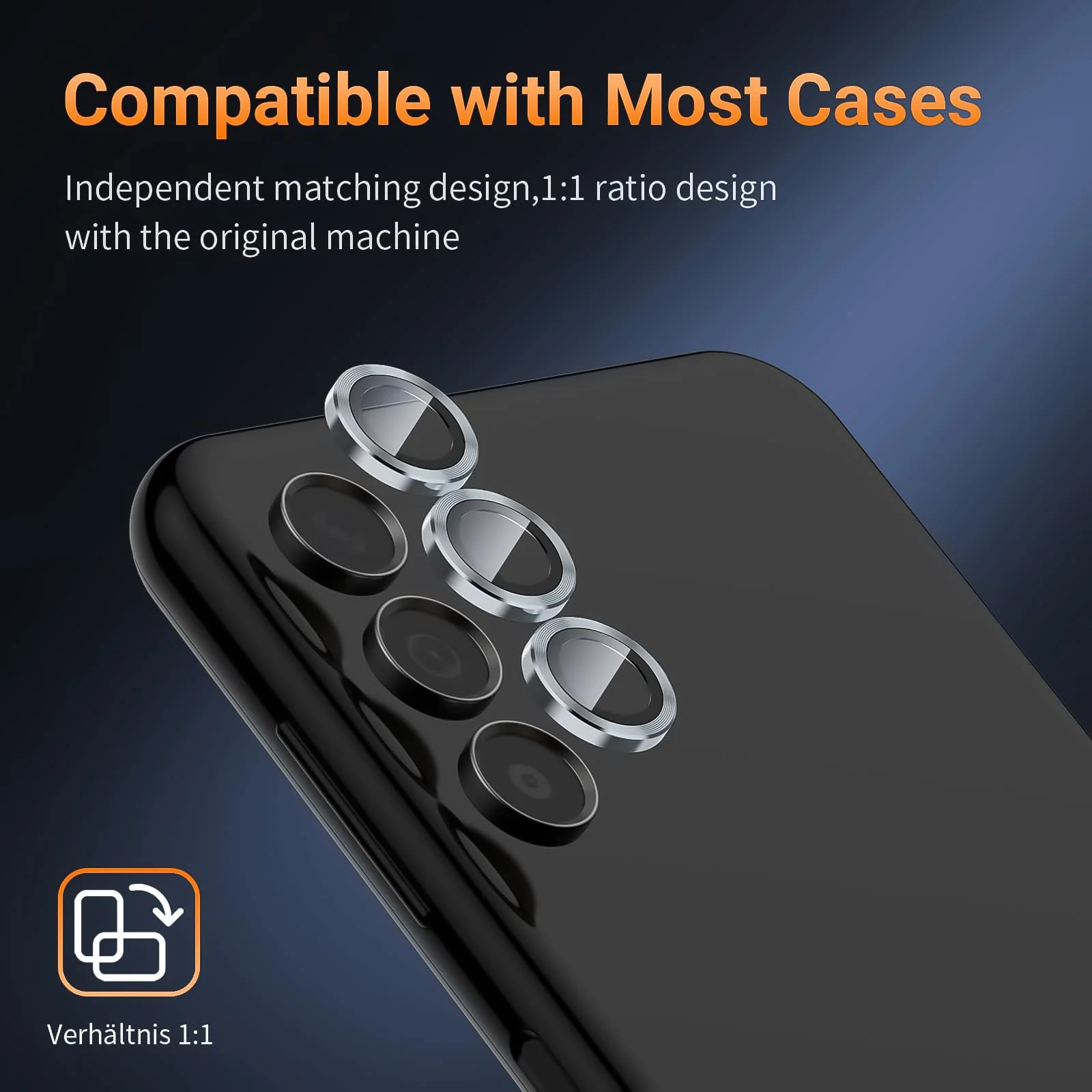 DL3 Mobilak Camera Lens Protector For Samsung Galaxy A14 / Galaxy A24 / Galaxy A34 Camera Lens Film Metal Ring Ultra HD, 9H Hardness, Scratch Resistance Camera Lens Protective Film - Blue