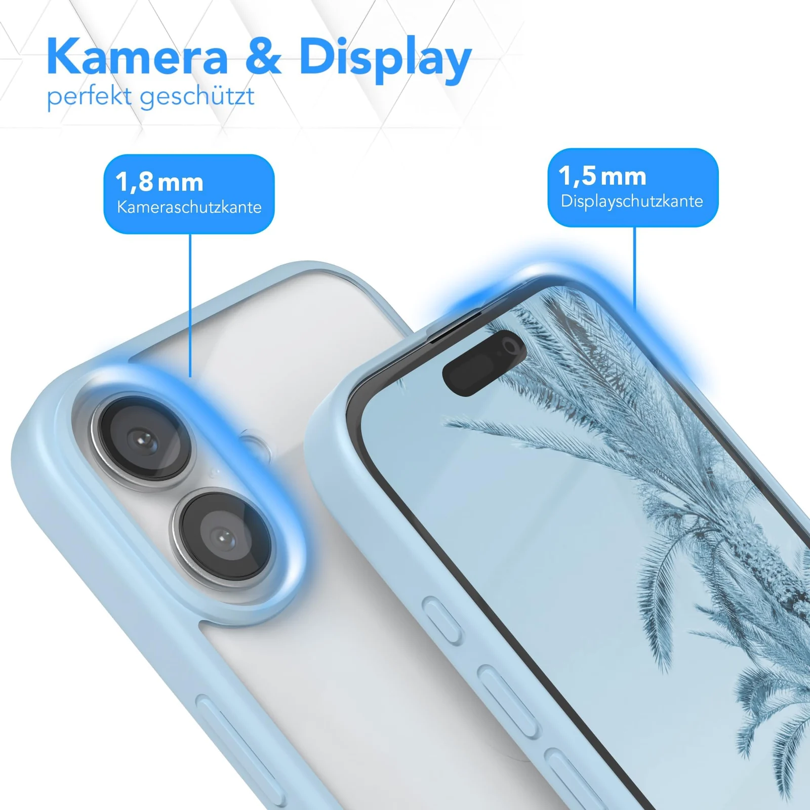 DL3 Mobilak Case For iPhone 16 6.1-Inch, Crystal Clear Case [Not Yellowing] [Military Grade Drop Protection] Shockproof Protective Case Transparent Protective Slim Cover - Light Blue