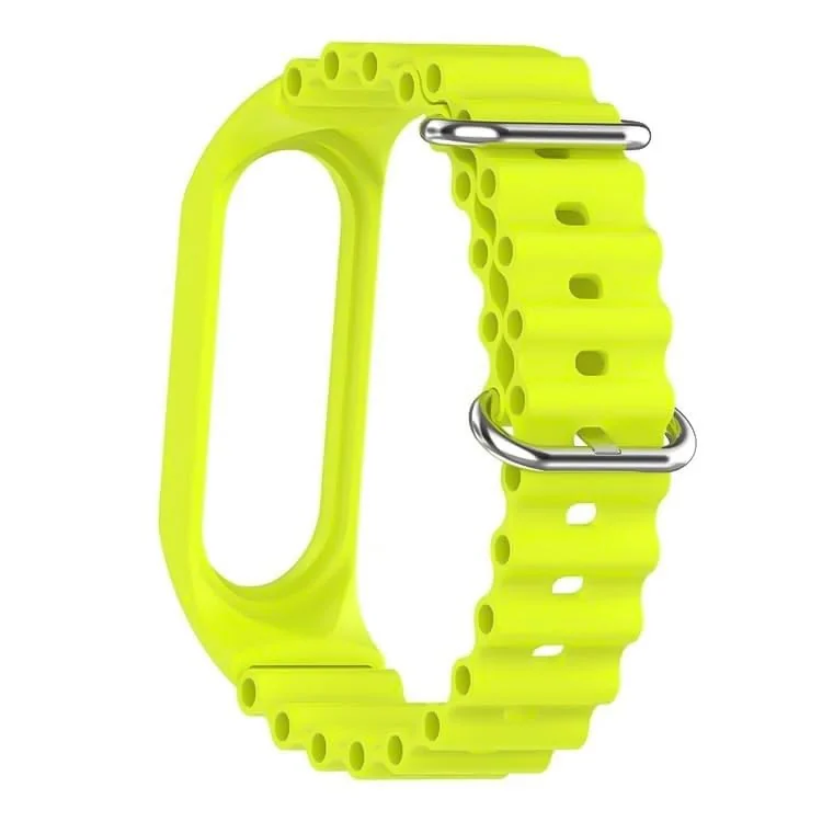 DL3 Mobilak Ocean Band for Xiaomi Mi Band 7/Mi Band 6/Mi Band 5/Mi Band 4/Mi Band 3, Adjustable Silicone Stretchy Sport Strap Women Men Replacement Wristband - Yellow