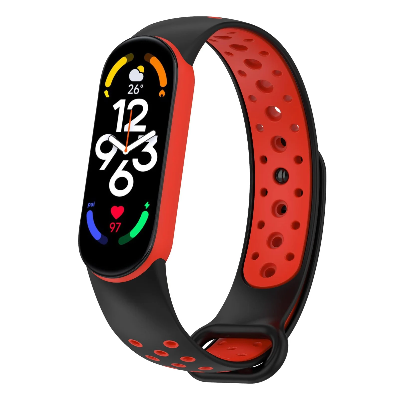 DL3 Mobilak Strap Compatible with Xiaomi Mi Band 4 / Mi Band 3, Women Men Armband, Two Colours Breathable Adjustable Soft Silicone Replacement Strap Compatible with Xiaomi Mi Band 3/4 - Black Red