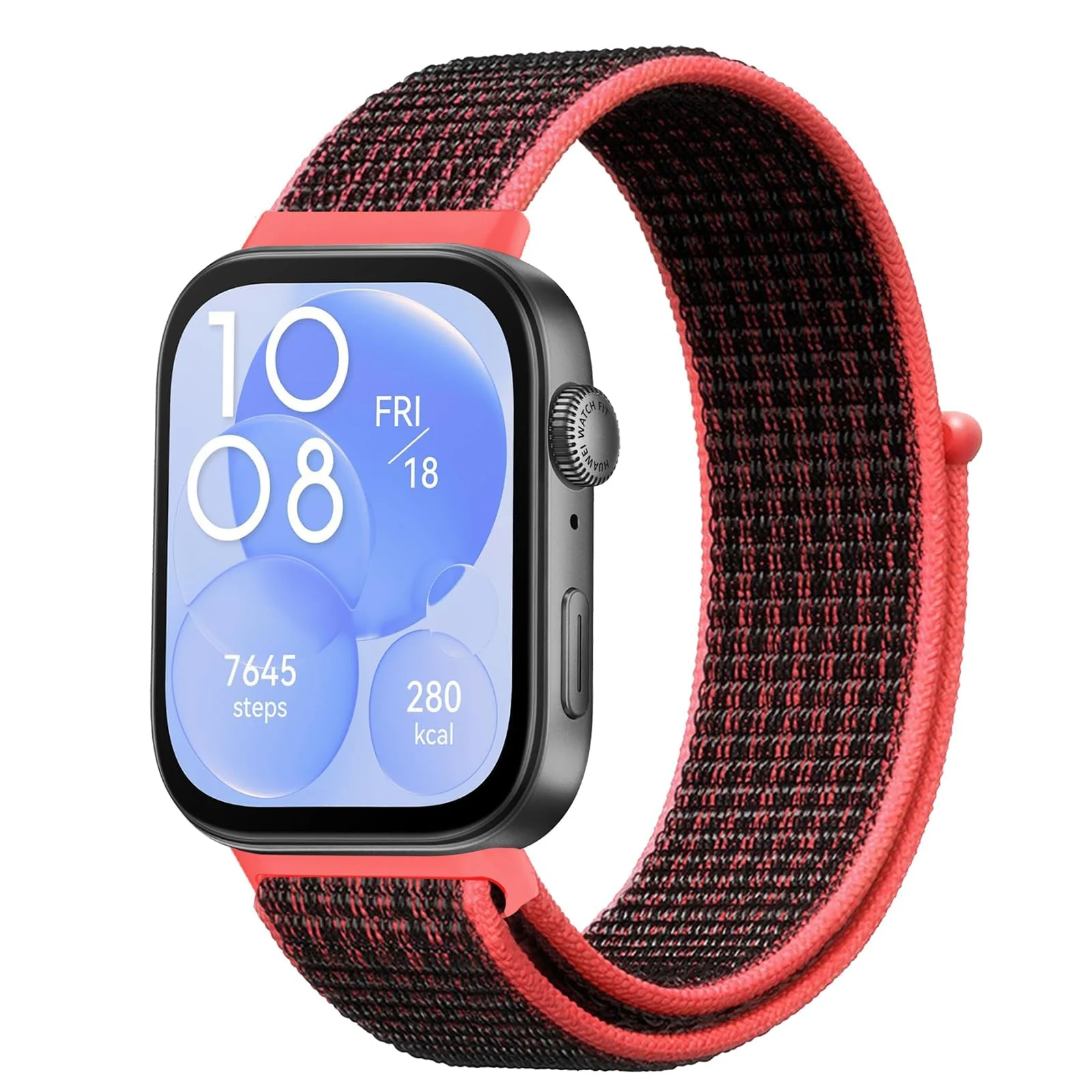 DL3 MOBILAK Elastic Nylon Watch Strap for Huawei Watch Fit 3 / Fit 4 / Fit 4 Pro / Fit 5 / Fit 5 Pro, Black*Red