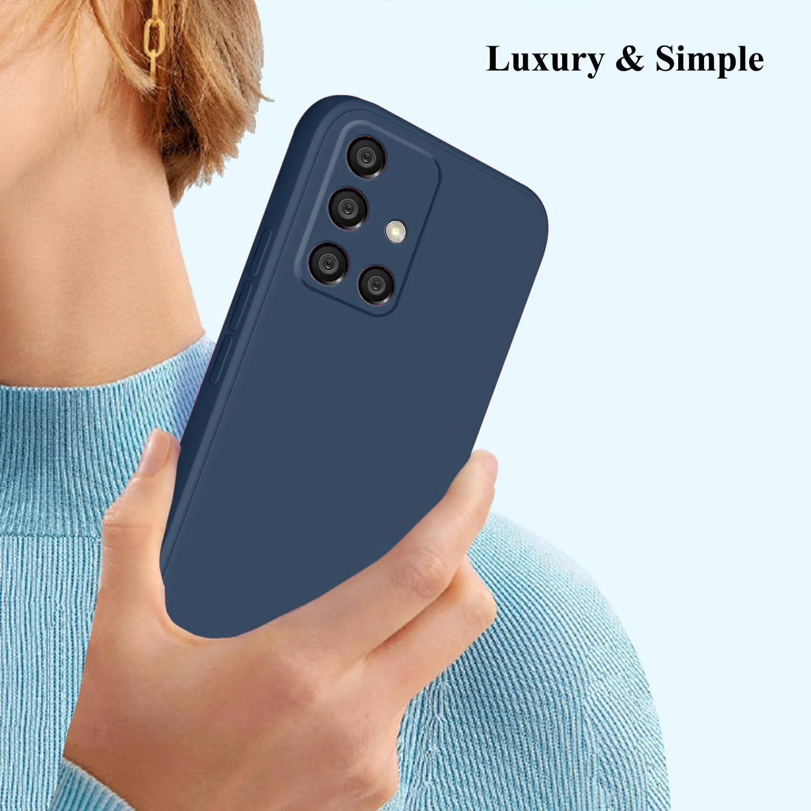 DL3 Mobilak Soft Silicone Protective Case for Samsung Galaxy A71 with Microfiber Lining and Shockproof Design - Dark Blue