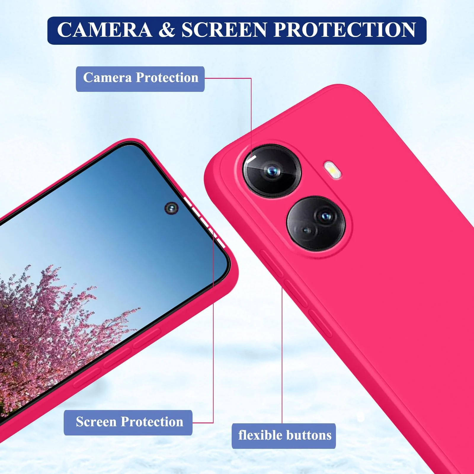 DL3 Mobilak Soft Silicone Protective Case for realme 10 pro plus with Microfiber Lining and Shockproof Design - Hot Pink
