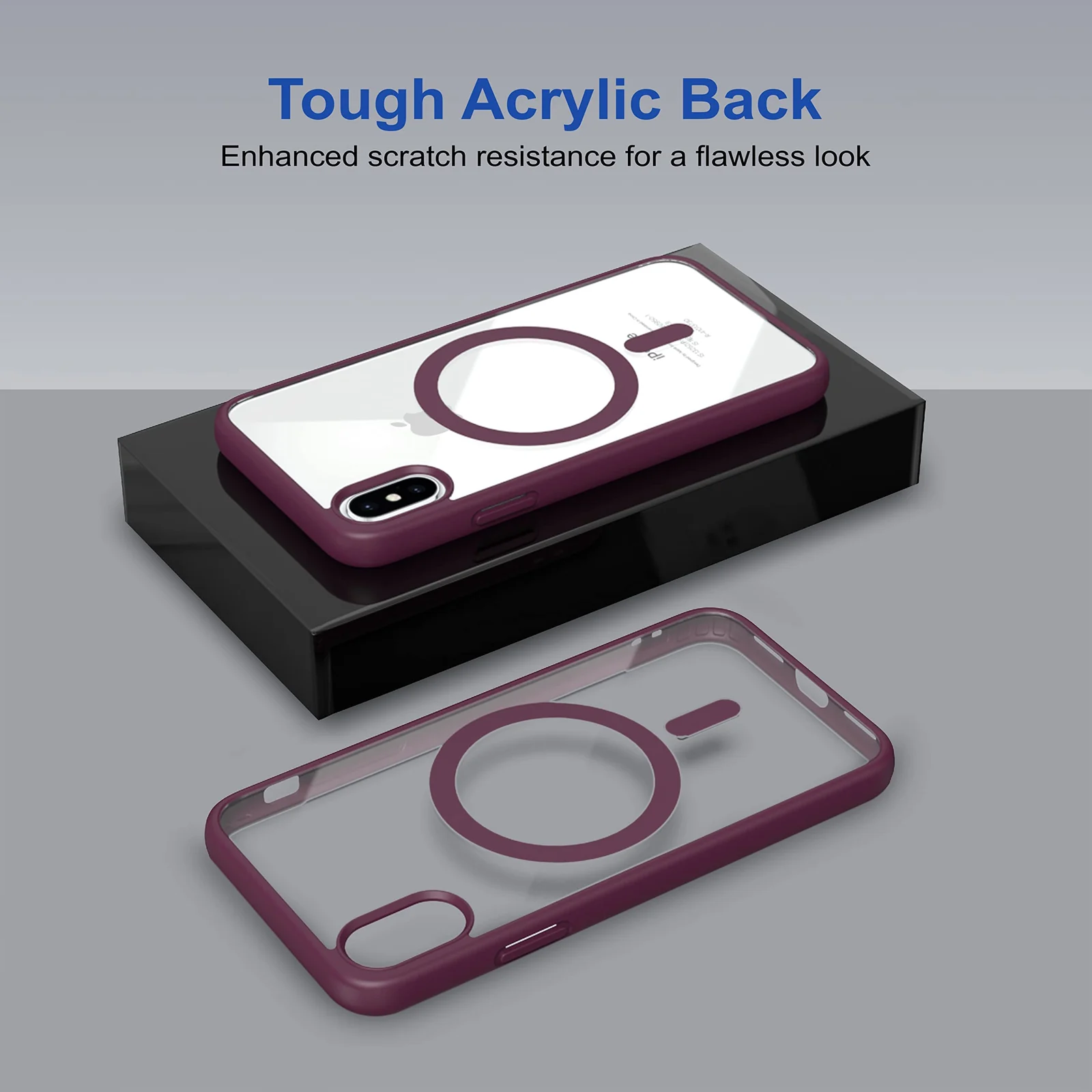 DL3 Mobilak MagSafe-Compatible Clear Magnetic Case for iPhone XS Max - Wine Red