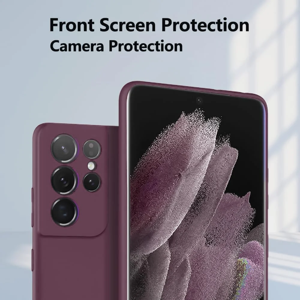 DL3 Mobilak Soft Silicone Gel Bumper Case for Samsung Galaxy S21 Ultra 5G - Wine Red