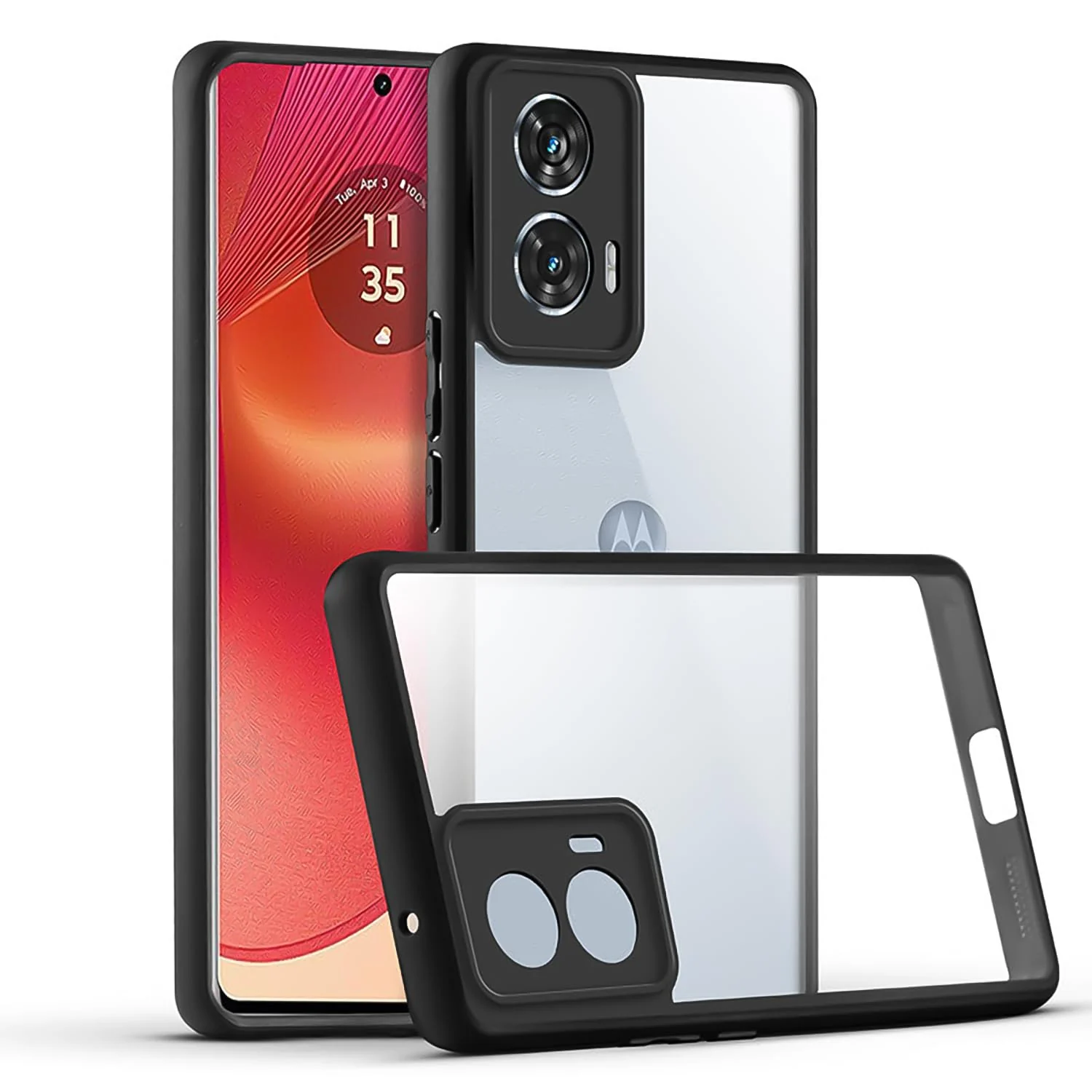 DL3 Mobilak Clear PC and TPU Protective Case for Motorola Moto G85 5G, Motorola Edge 50 Fusion with Camera Protection and Military-Grade Protection - Black