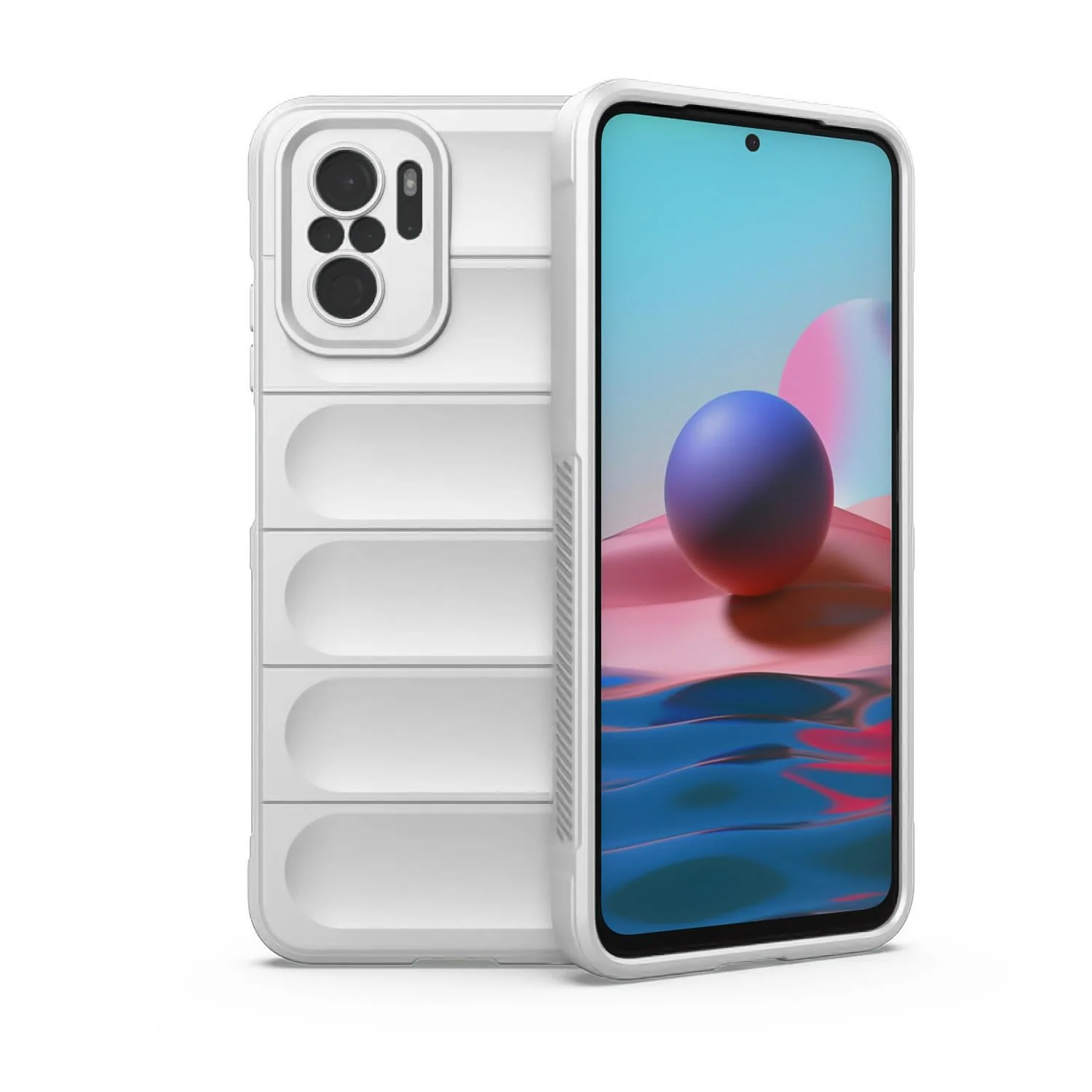 DL3 Mobilak Flexible Silicone and TPU Protective Case with Camera Protection for Xiaomi Redmi Note 10 4G / Note 10S - White