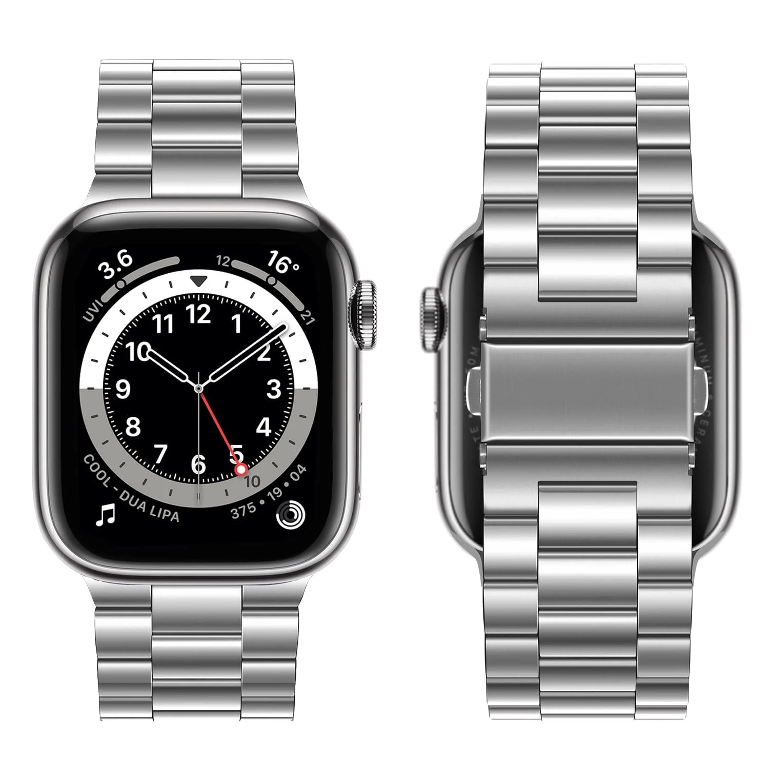 DL3 Mobilak Stainless Steel Band with Case Compatible with Apple Watch Band 45mm Series 9/8/7, Men Woman Business Strap with Protective Bumper Cover for iWatch Series 7/8/9 45mm - Silver