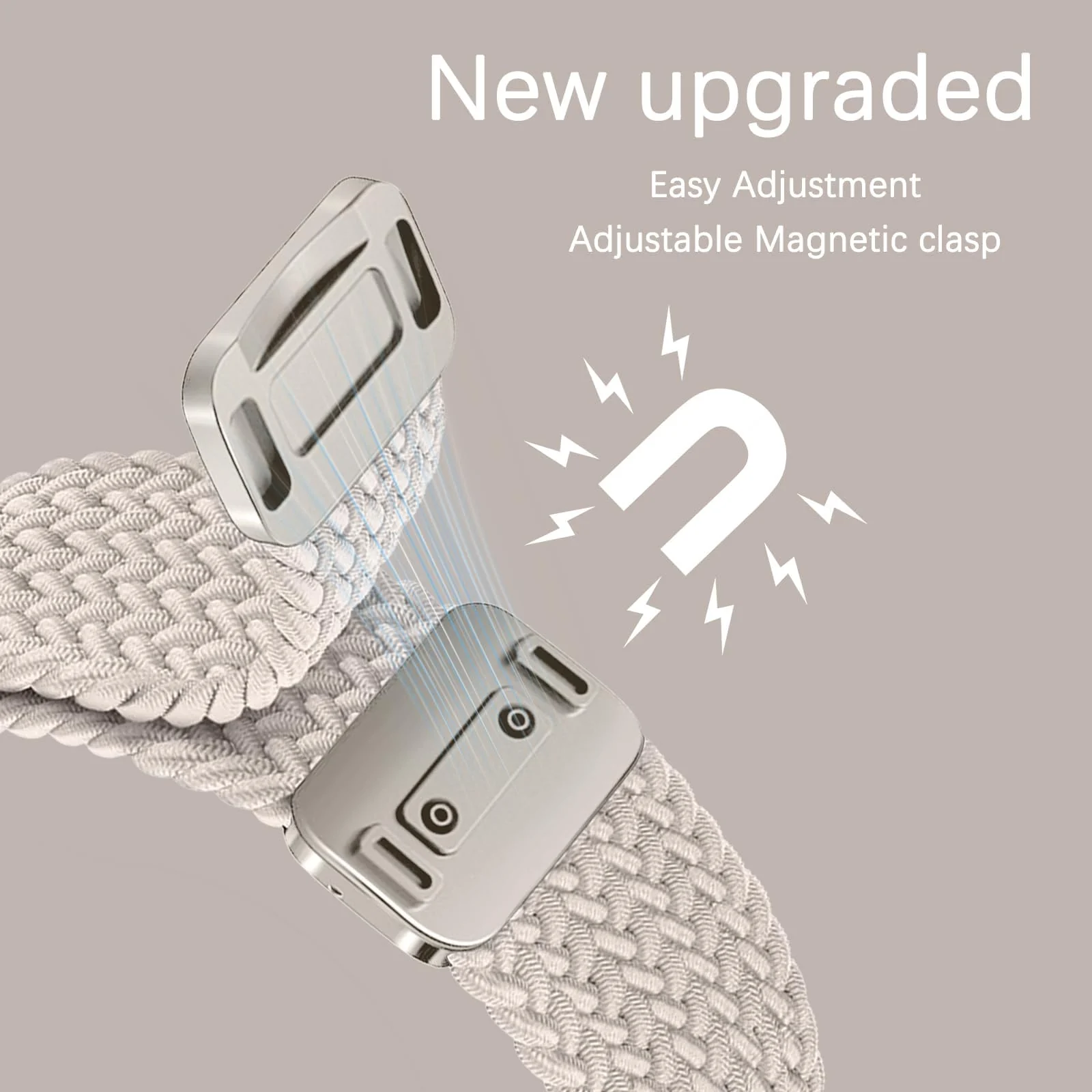 DL3 MOBILAK Braided Elastic Nylon Magnetic Watch Strap for Huawei Band 11 / Band 11 Pro, Starlight