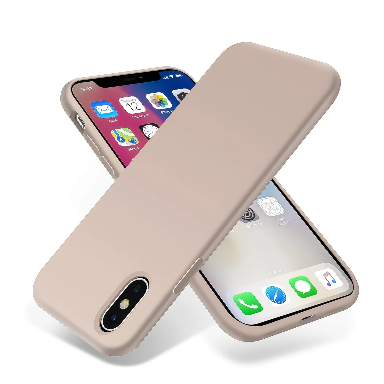 DL3 Mobilak Compatible with iPhone XS Max Case, Liquid Silicone Case, Full Body Protective Cover, Shockproof, Slim Phone Case, Anti-Scratch Soft Microfiber Lining - Pastel Pink