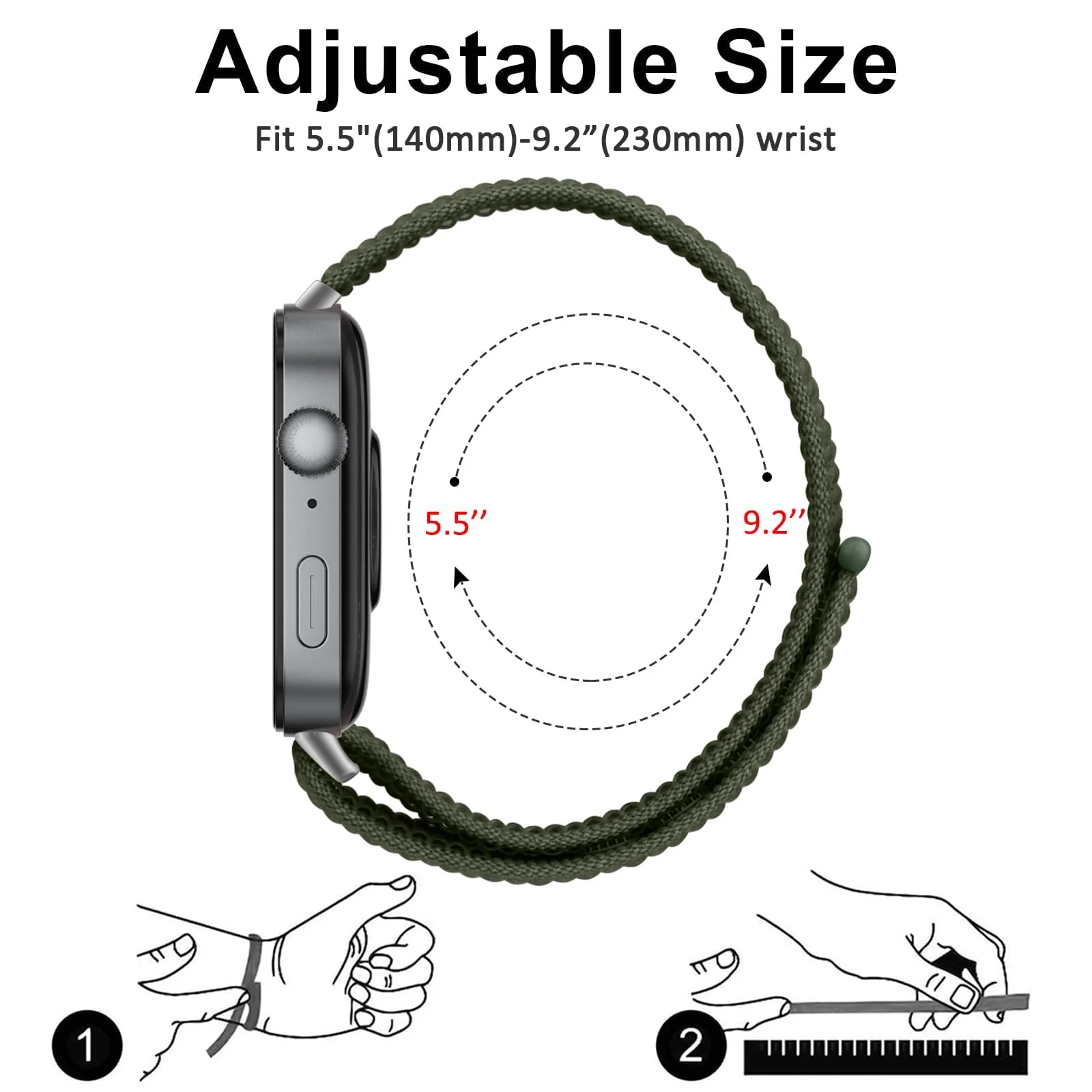 DL3 MOBILAK Nylon Strap for Huawei Watch Fit 5 / Fit 5 Pro / Fit4 / 4 Pro/Fit 3 Band, Men and Women Breathable Elastic Bracelet, Adjustable Straps Replacement Band Sport Watchband - Green