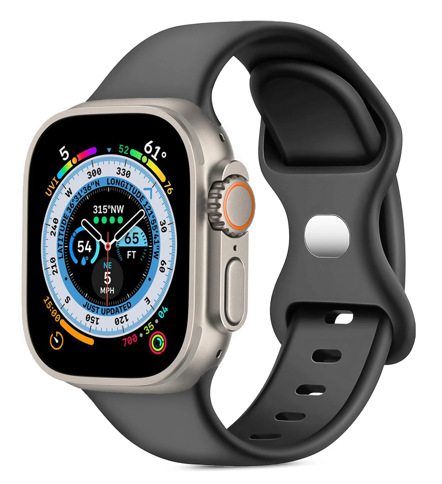 DL3 Mobilak Band with Case For Apple Watch Ultra/Ultra 2 49mm, Adjustable Silicone Sport Wristband Replacement, Strap With Cover Built-in Glass Screen Protector for iWatch Ultra 49 mm - Black