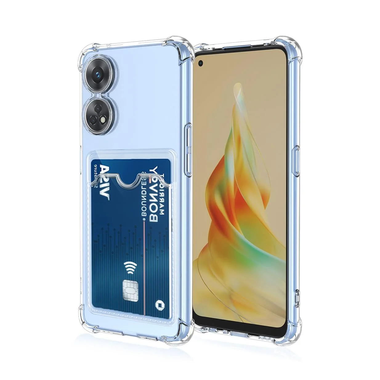 DL3 Mobilak Clear TPU Wallet Case with Card Slot and Camera Protection for OPPO Reno 8T 4G - Transparent